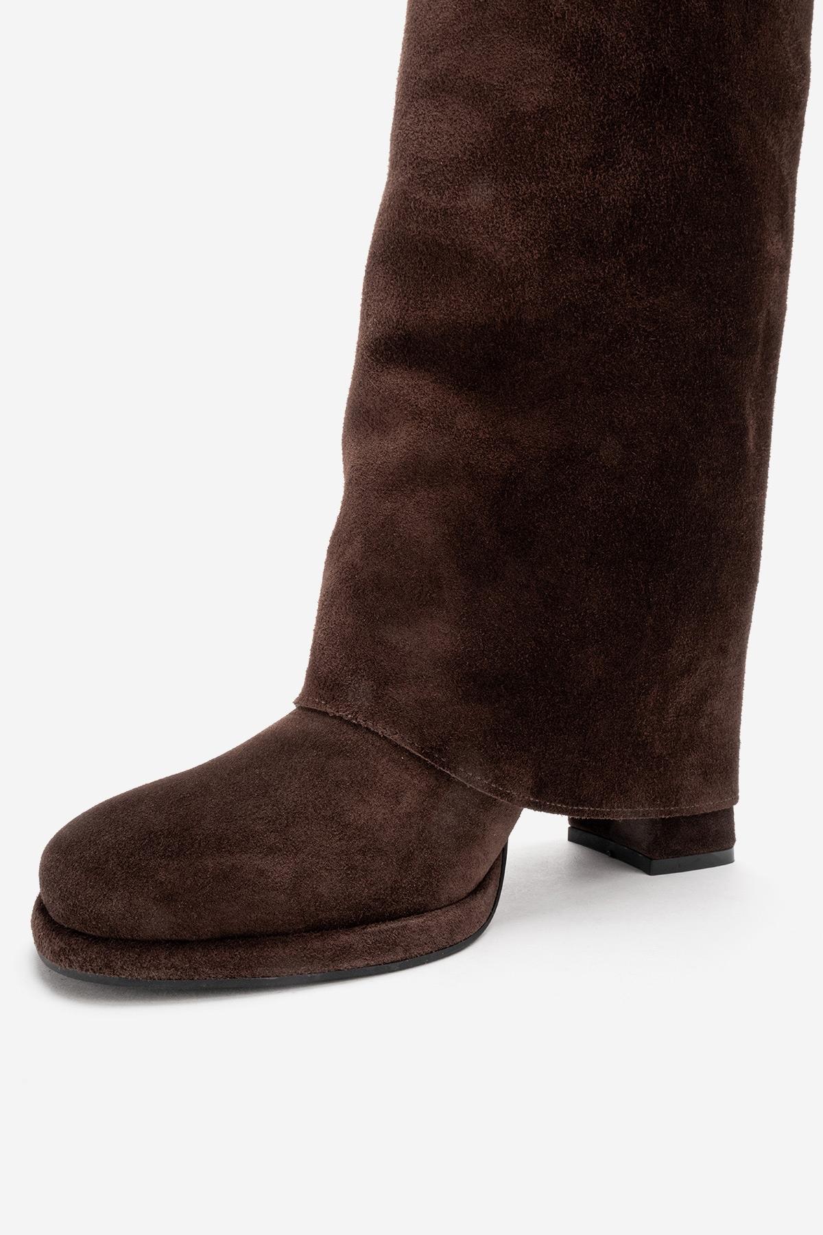 LOJO - Brown Genuine Leather Block Heel Boot (Women)