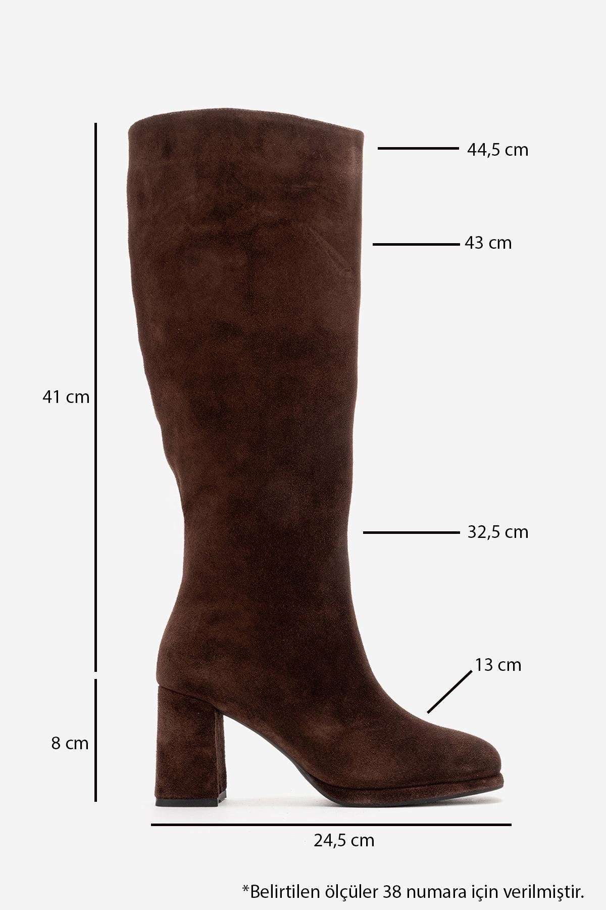 JAVEN - Brown Genuine Leather Block Heel Boot (Women)