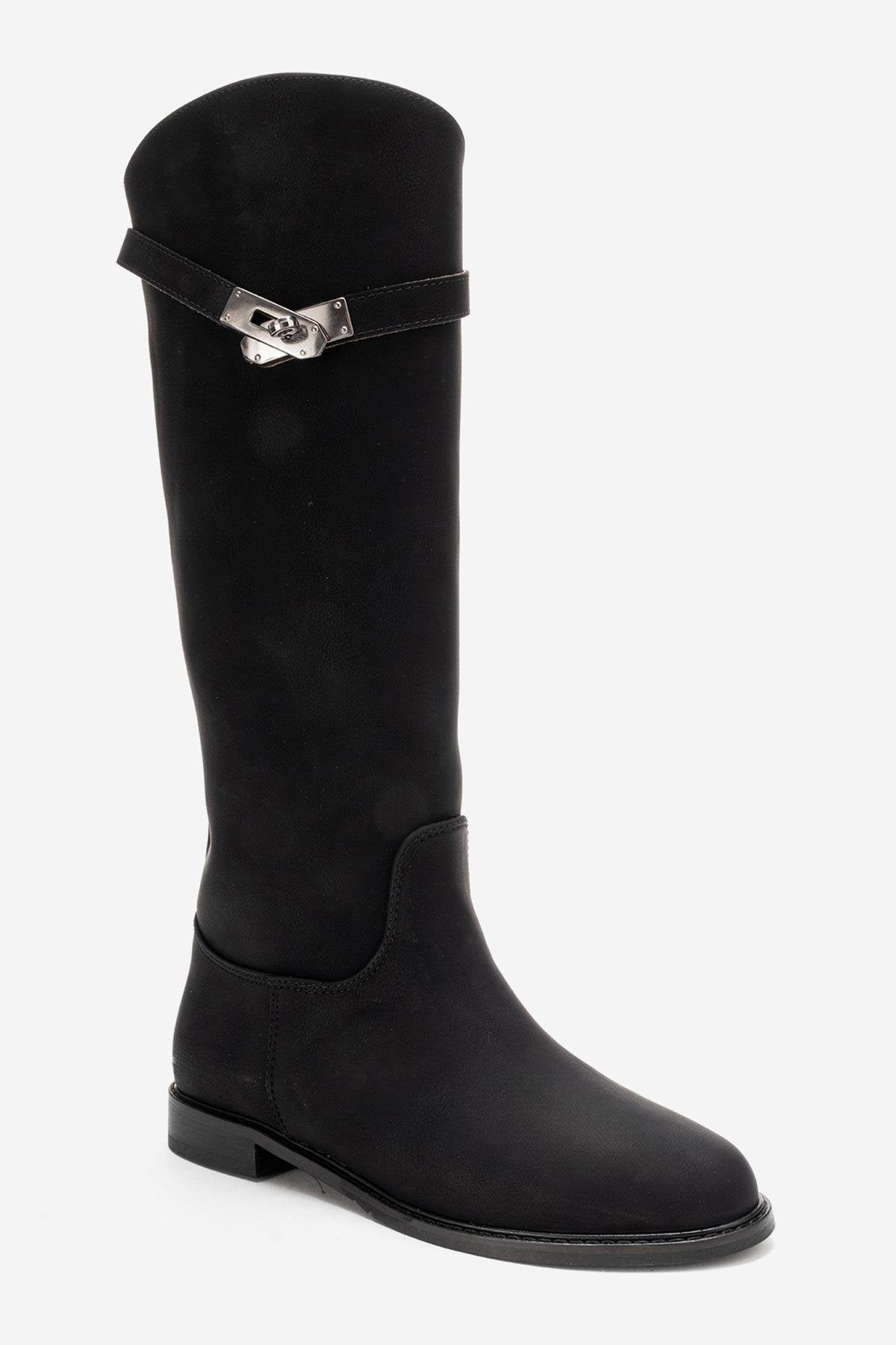 YOKO - Black Belted Riding Boot (Women)