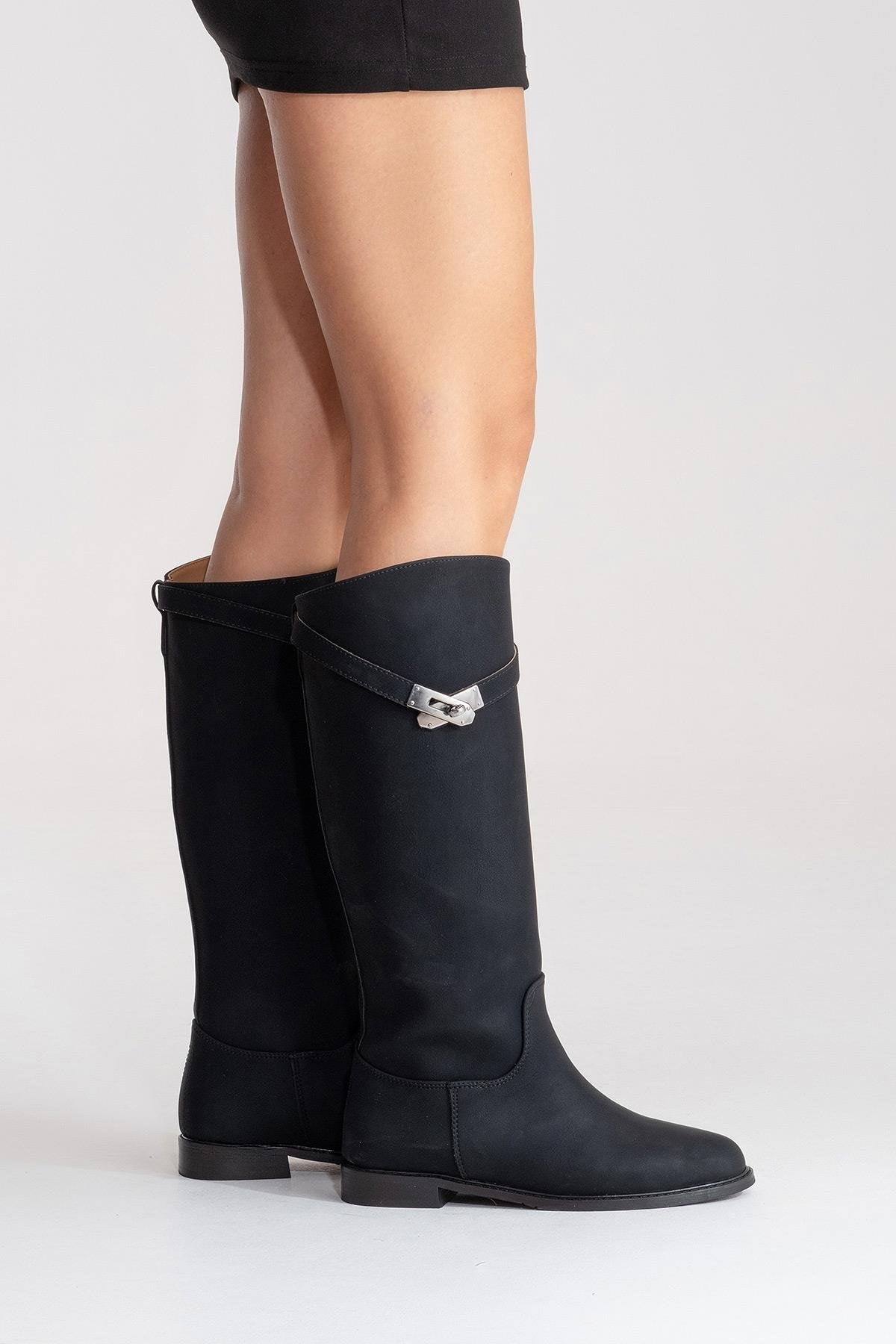 YOKO - Black Belted Riding Boot (Women)