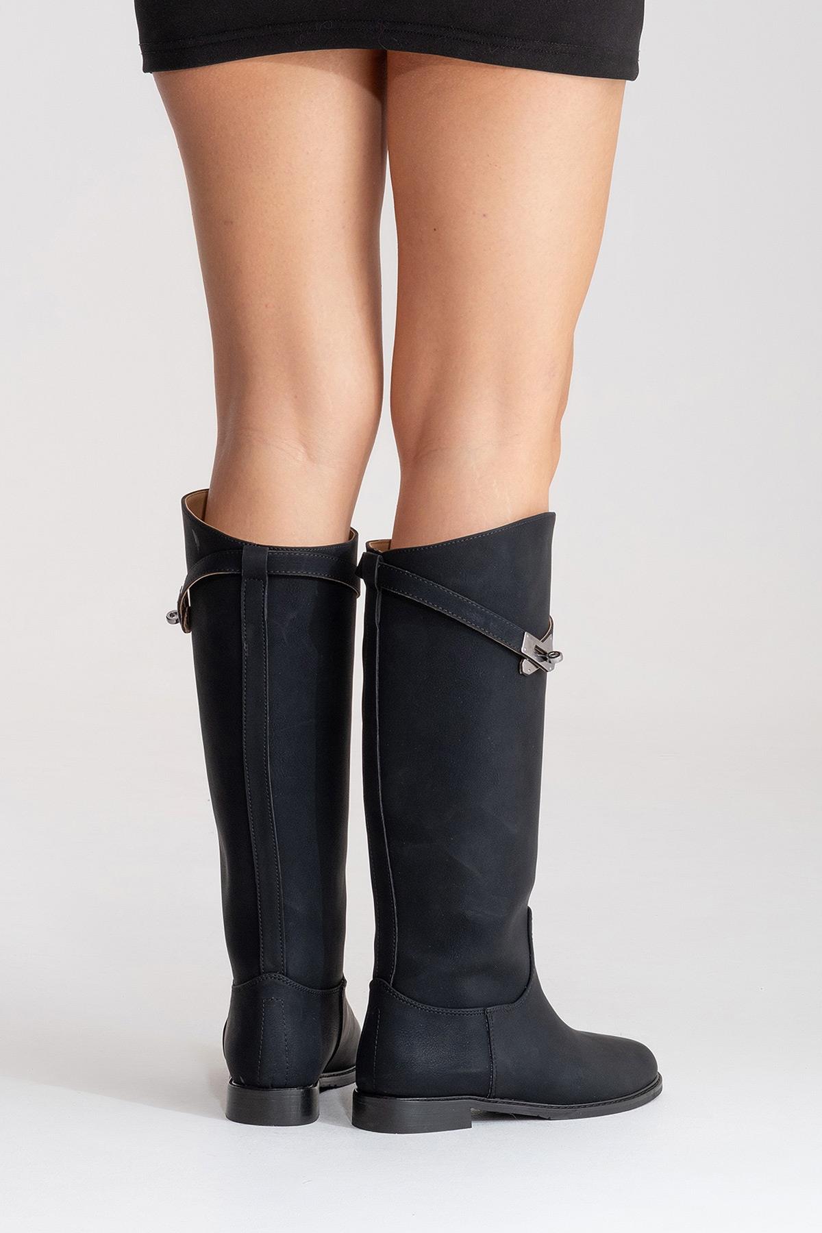 YOKO - Black Belted Riding Boot (Women)