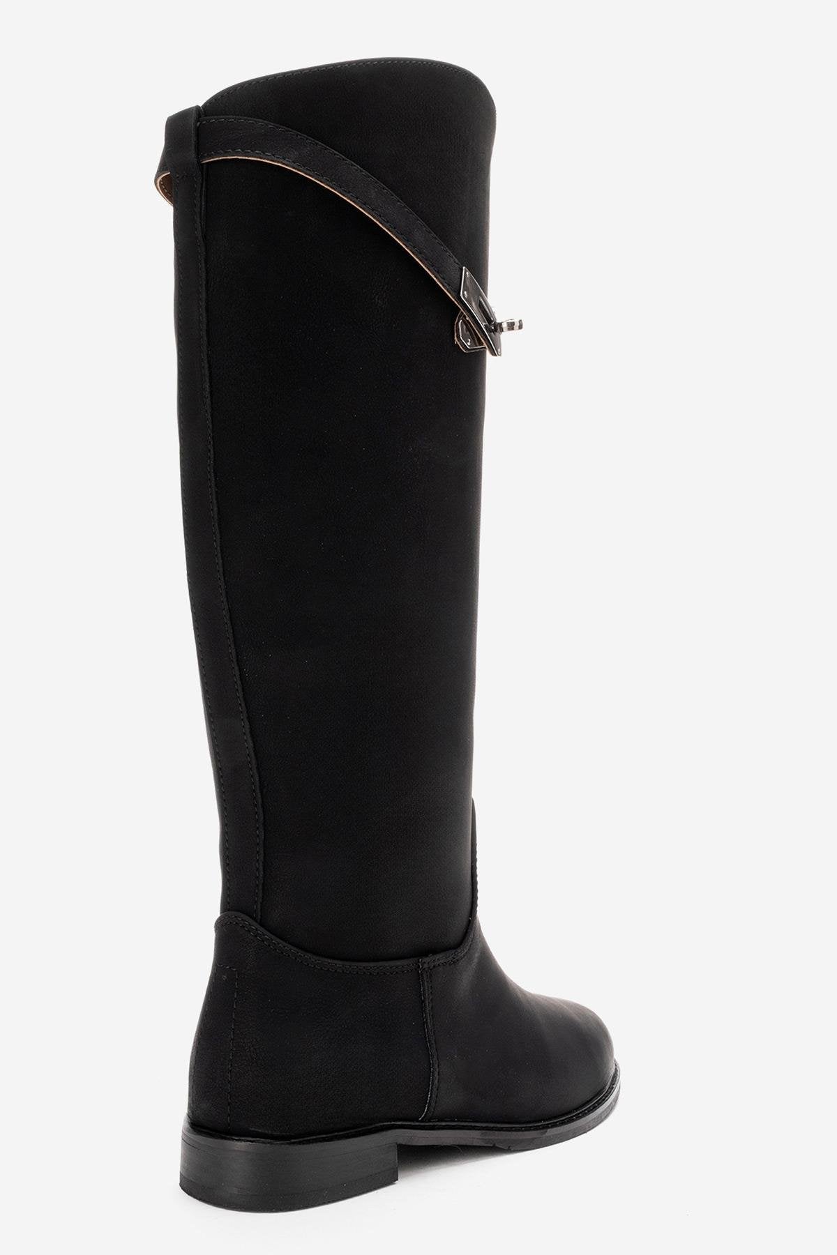 YOKO - Black Belted Riding Boot (Women)