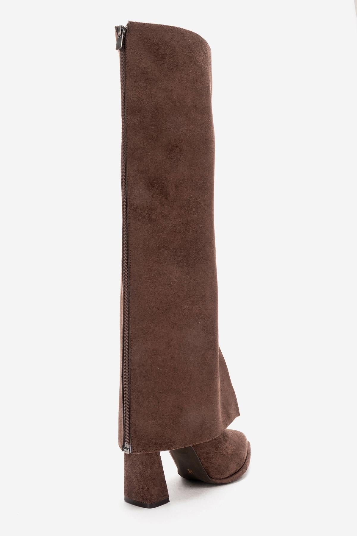 AJA - Brown Suede Block Heel Boot (Women)