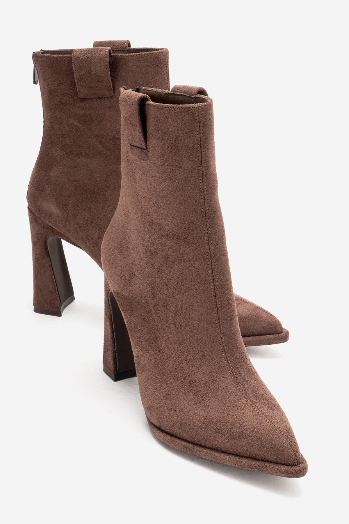 AJA - Brown Suede Block Heel Boot (Women)