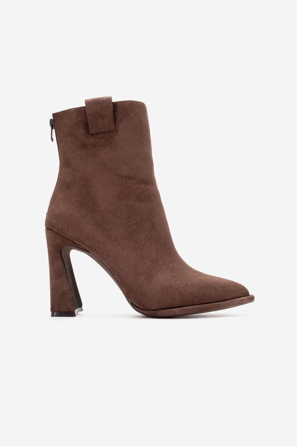 AJA - Brown Suede Block Heel Boot (Women)