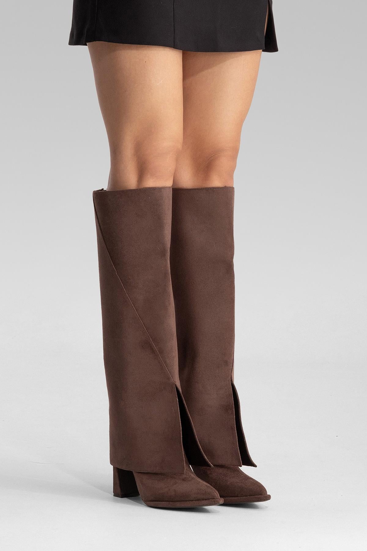 AJA - Brown Suede Block Heel Boot (Women)