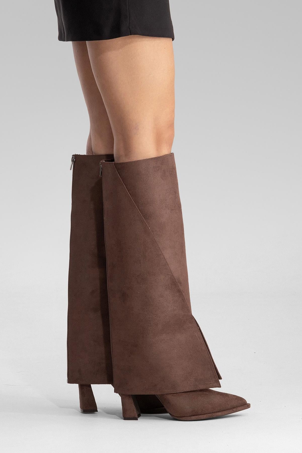 AJA - Brown Suede Block Heel Boot (Women)