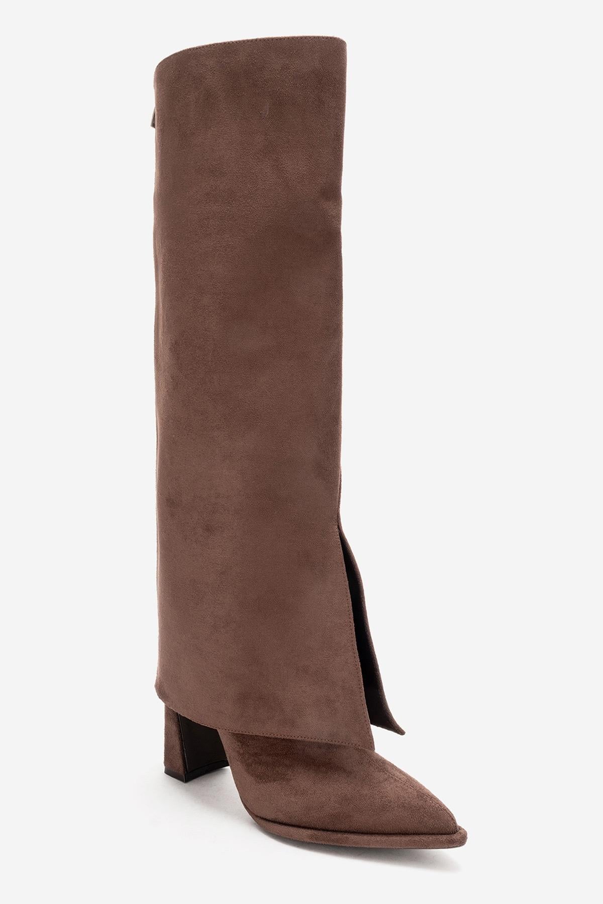 AJA - Brown Suede Block Heel Boot (Women)