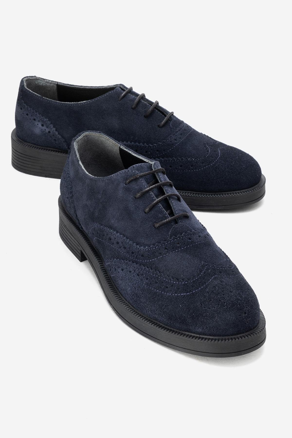 AVRA - Navy Genuine Leather Suede Oxford Shoe (Women)