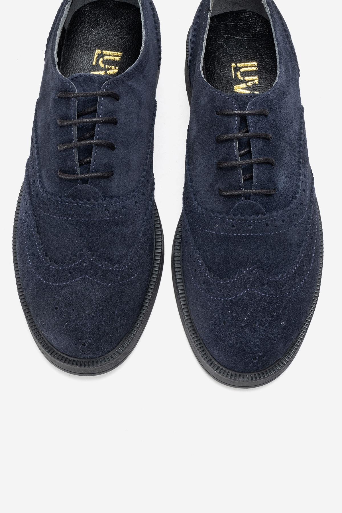 AVRA - Navy Genuine Leather Suede Oxford Shoe (Women)