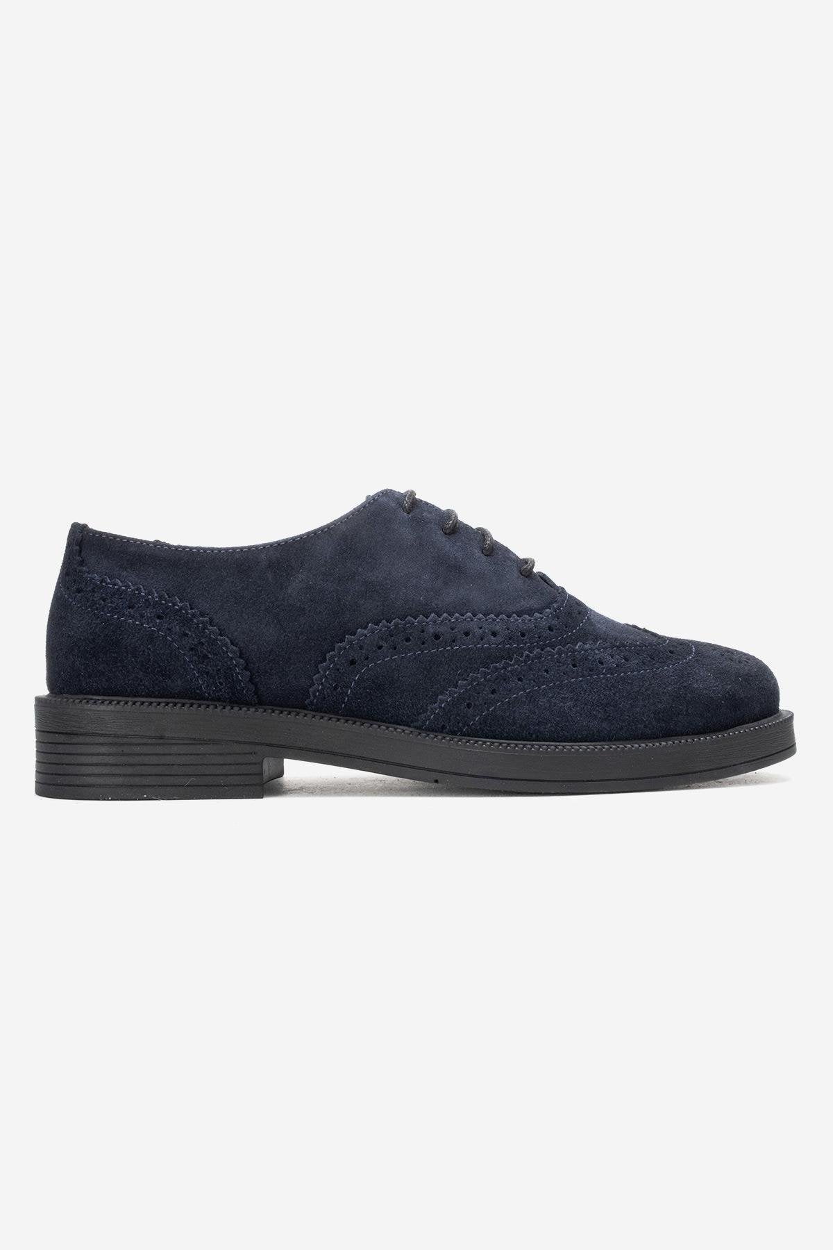 AVRA - Navy Genuine Leather Suede Oxford Shoe (Women)