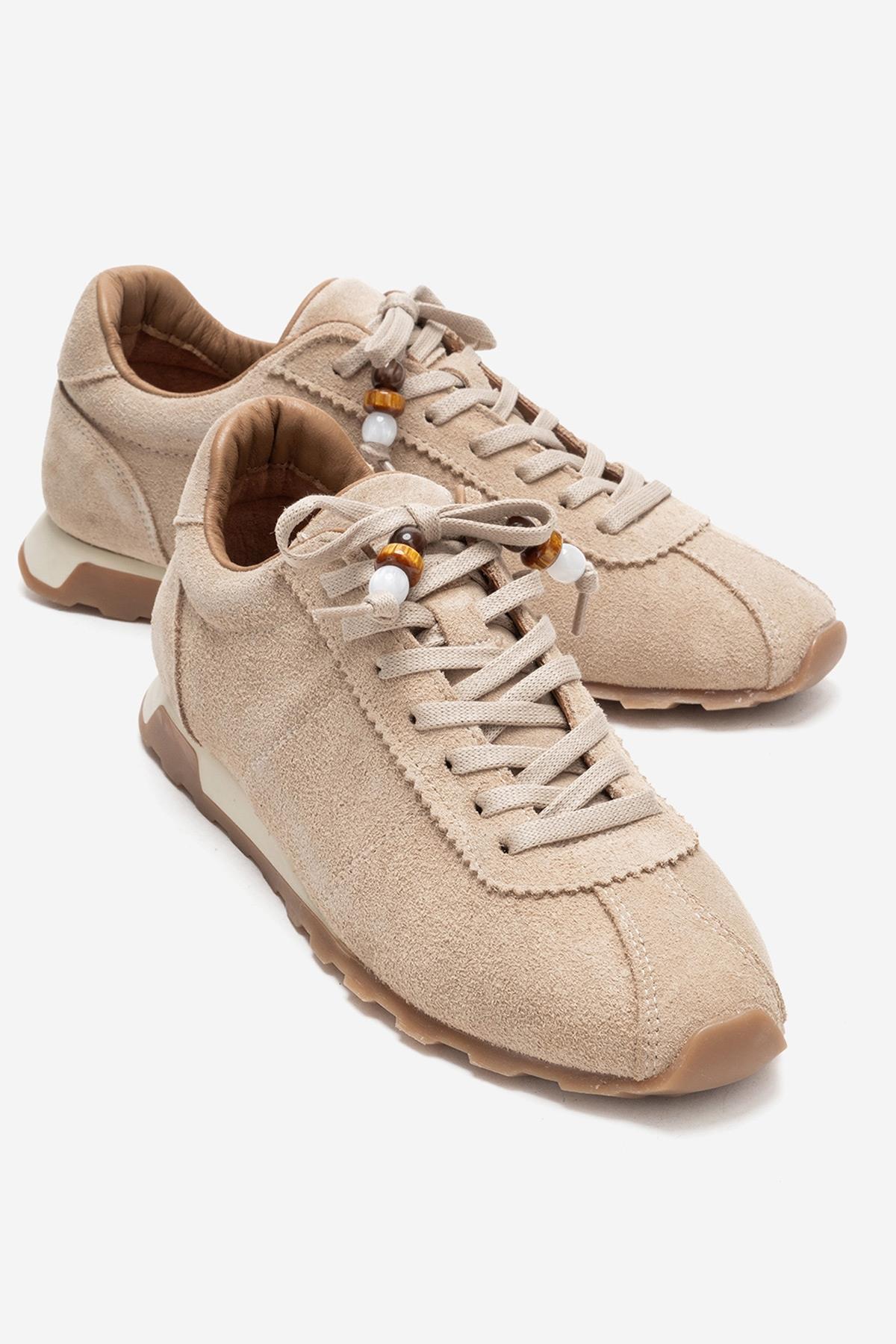 BREA - Beige Genuine Suede Leather Sneaker (Women)