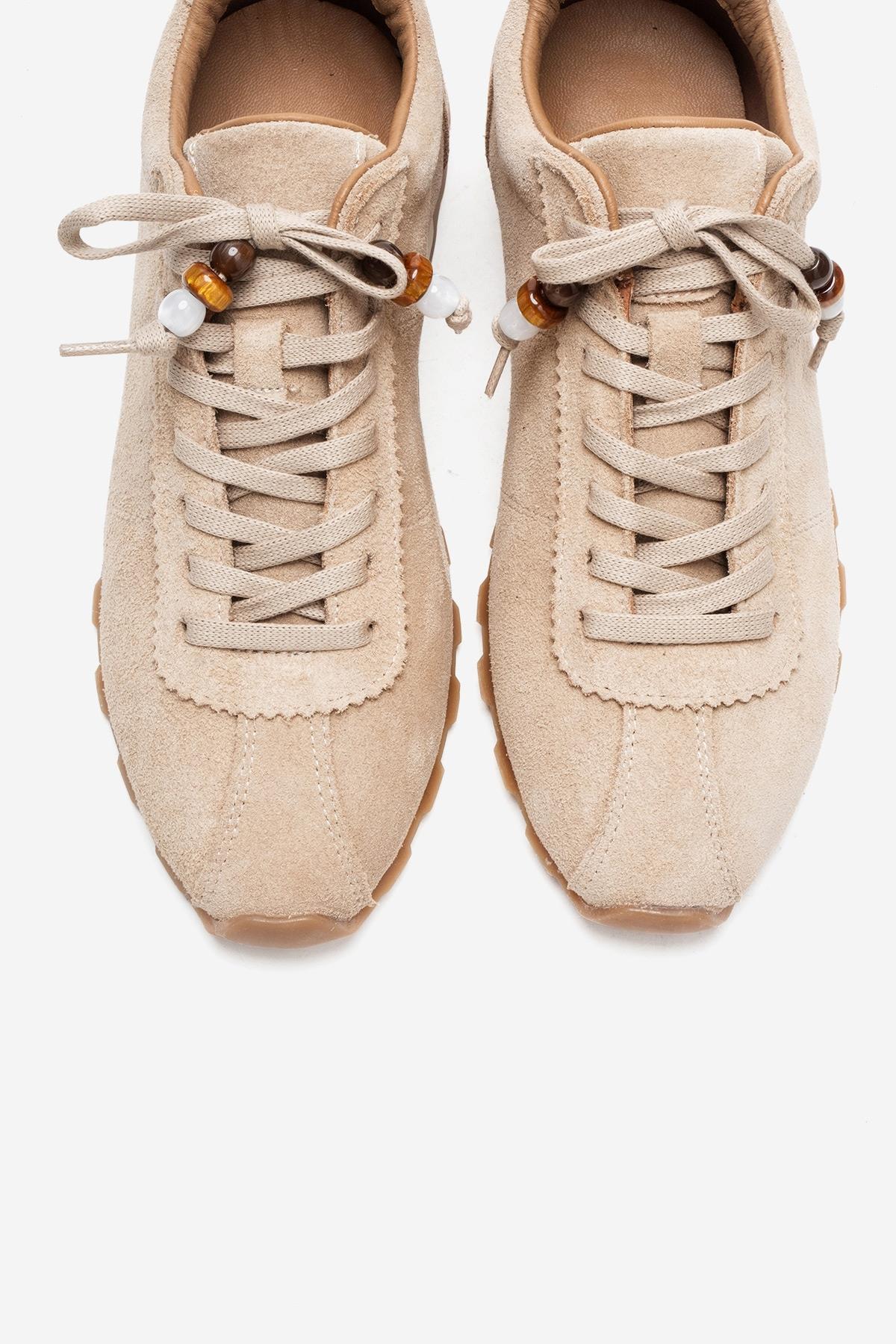 BREA - Beige Genuine Suede Leather Sneaker (Women)