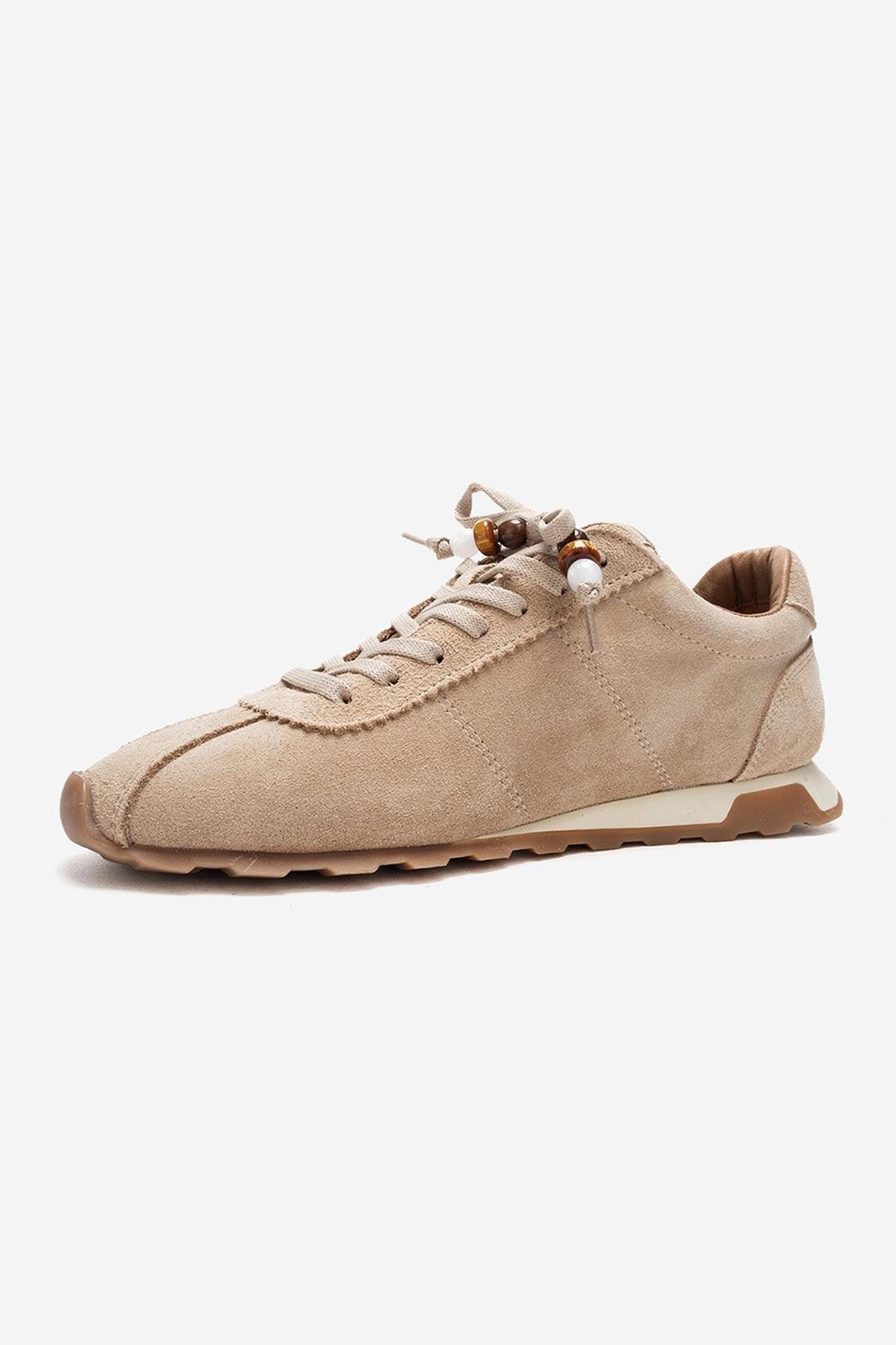 BREA - Beige Genuine Suede Leather Sneaker (Women)