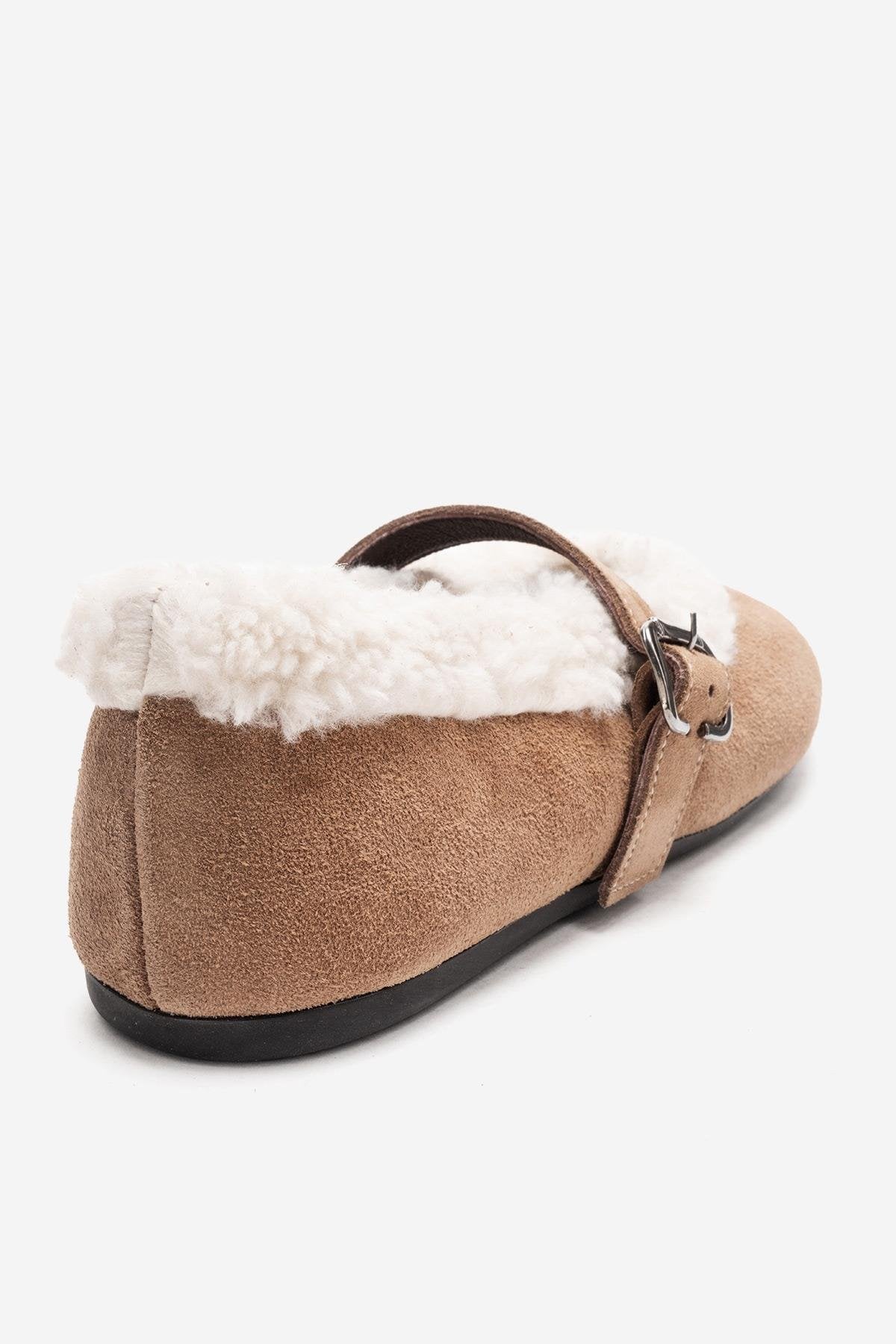 GUIN - Taupe Genuine Suede Leather Ballet Flat (Women)