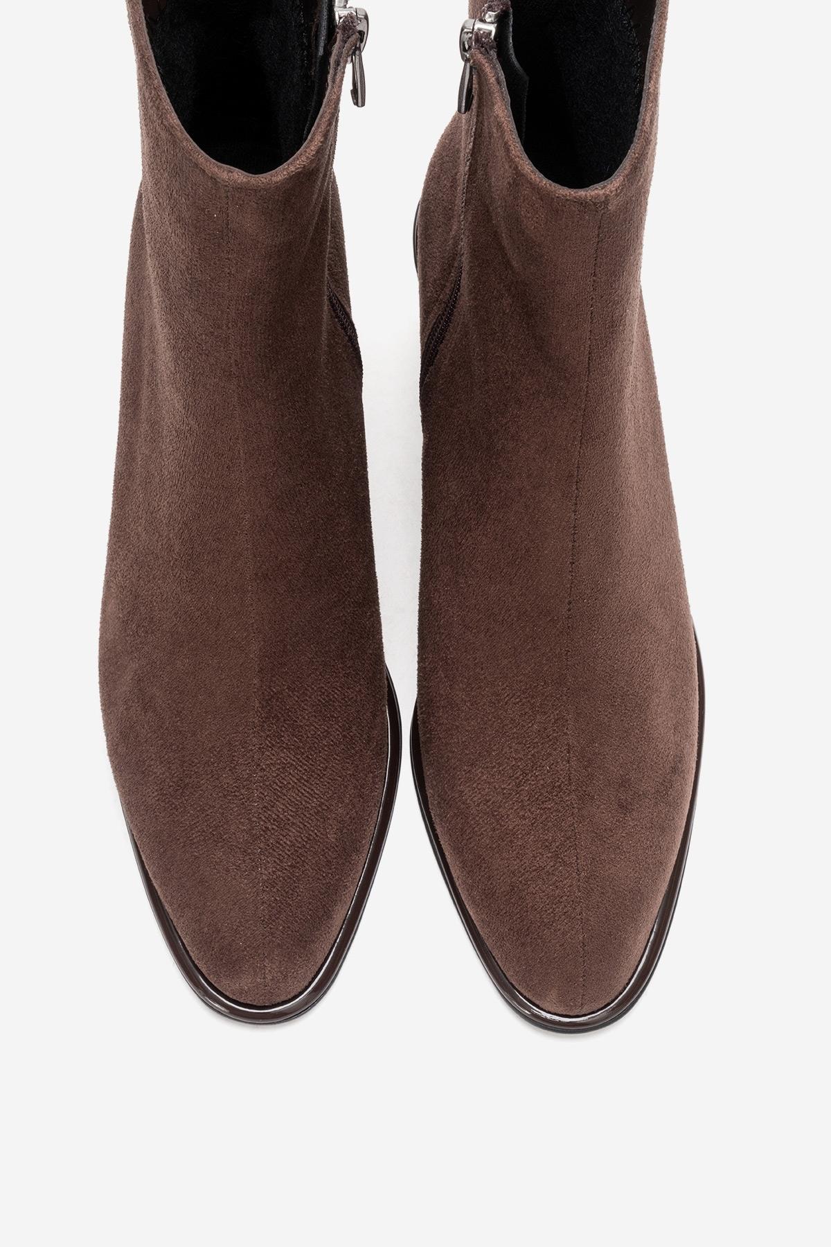 ALBA - Brown Suede Block Heel Boot (Women)