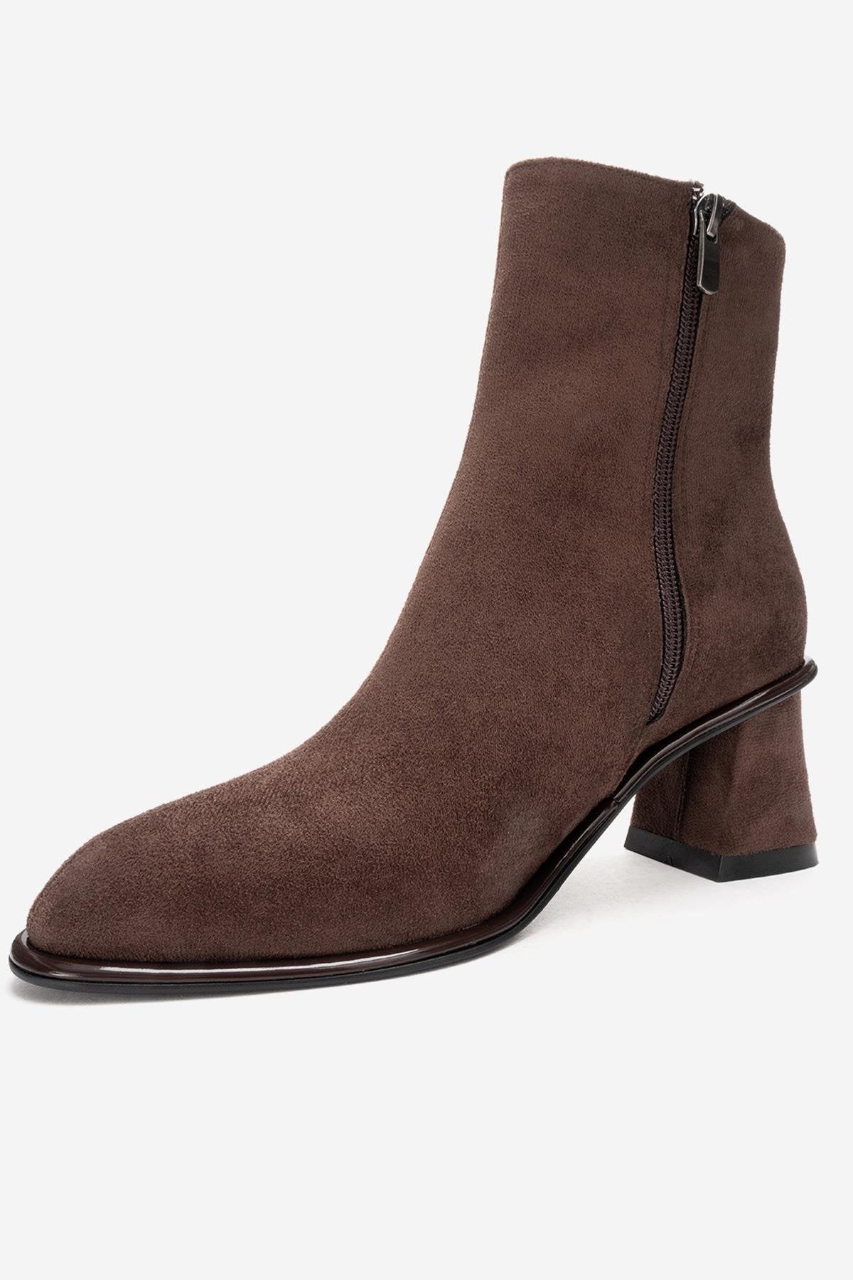 ALBA - Brown Suede Block Heel Boot (Women)