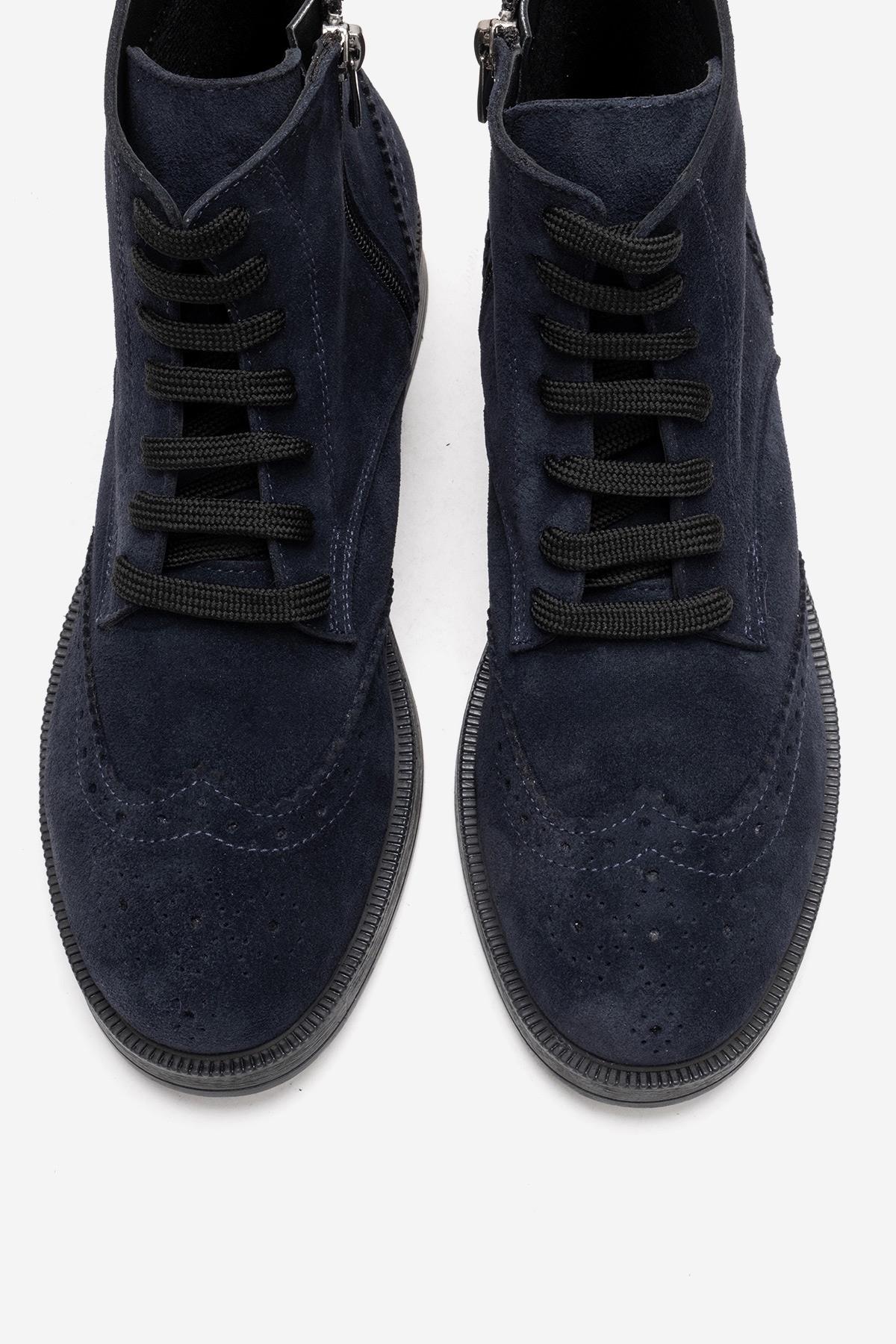 NELVY - Navy Genuine Leather Boot (Women)