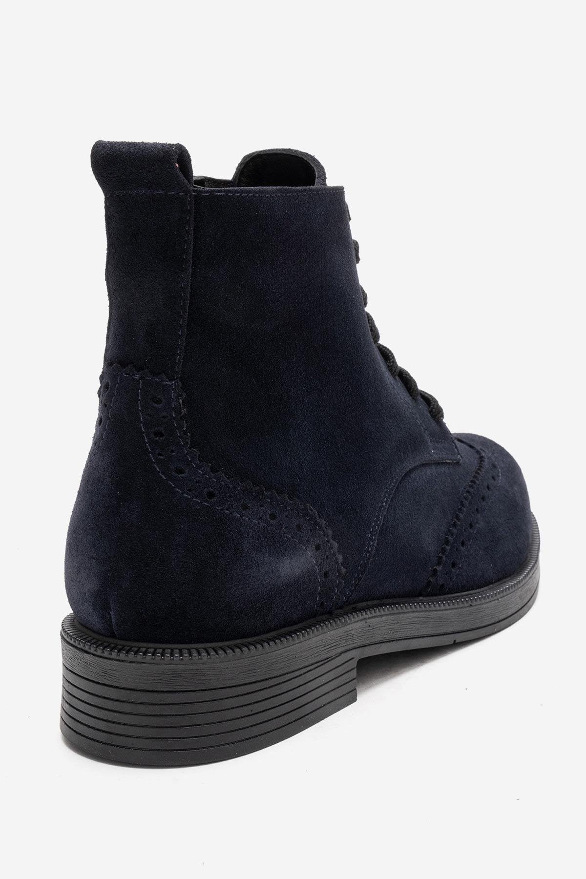 NELVY - Navy Genuine Leather Boot (Women)