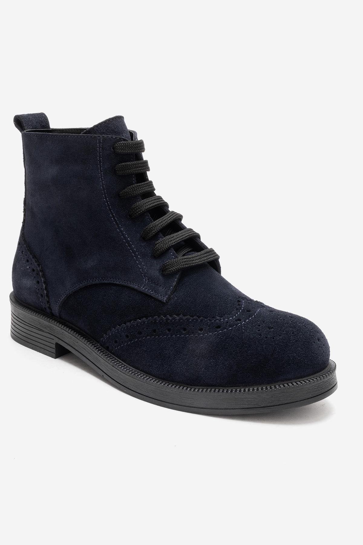 NELVY - Navy Genuine Leather Boot (Women)