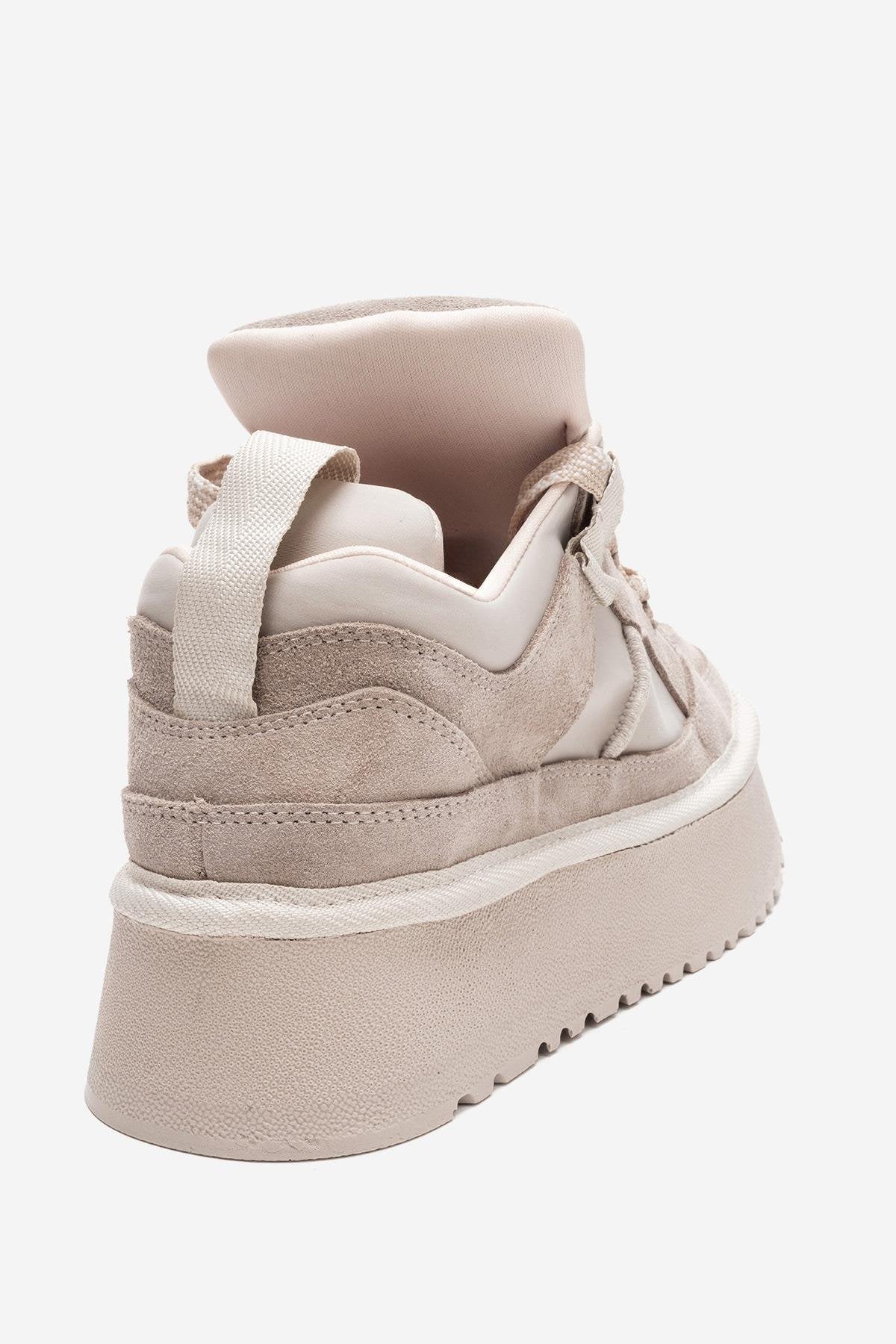 RIVEN - Beige Genuine Leather Platform Sneaker (Women)