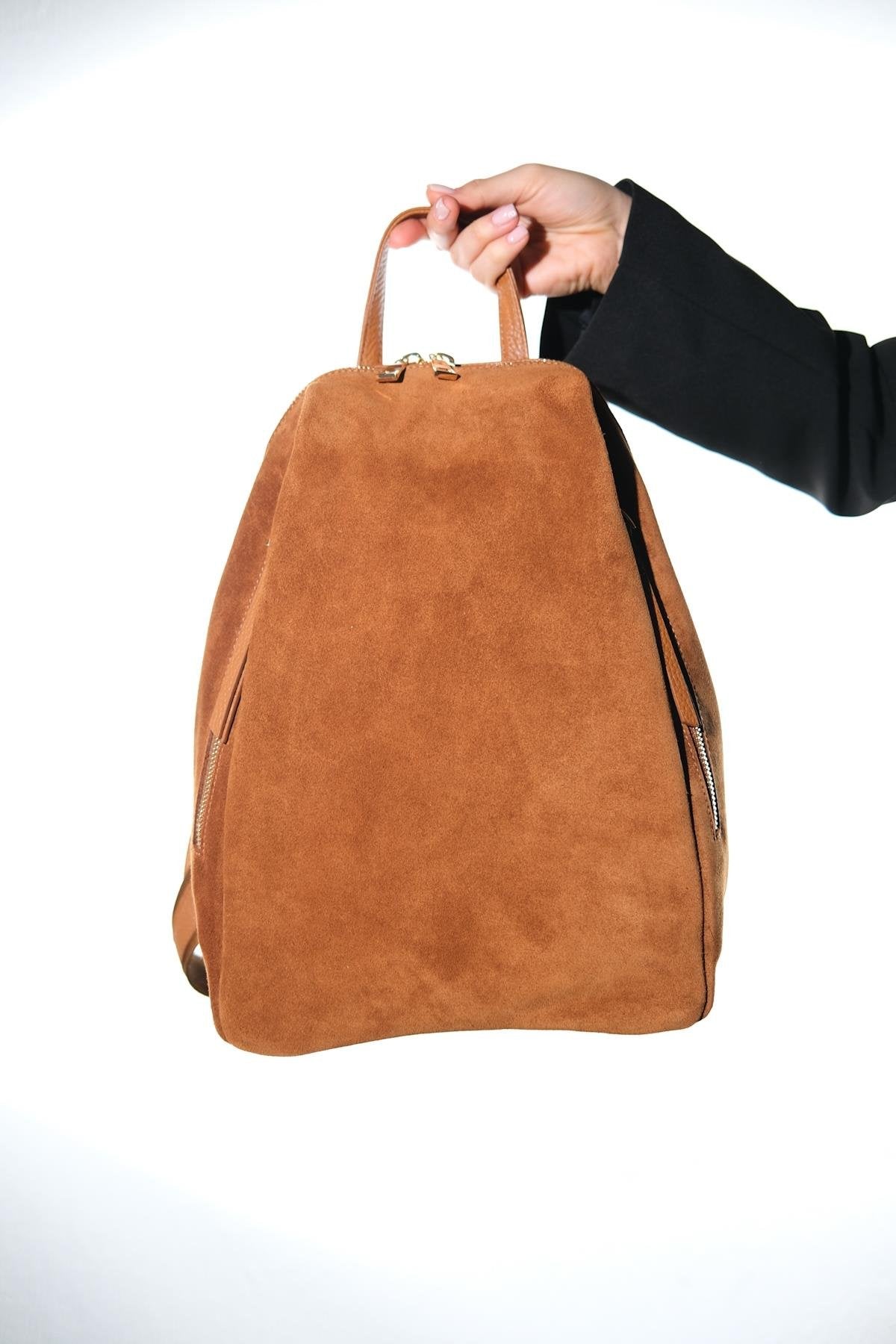 JOSH - Cognac Genuine Suede Leather Backpack (Women)