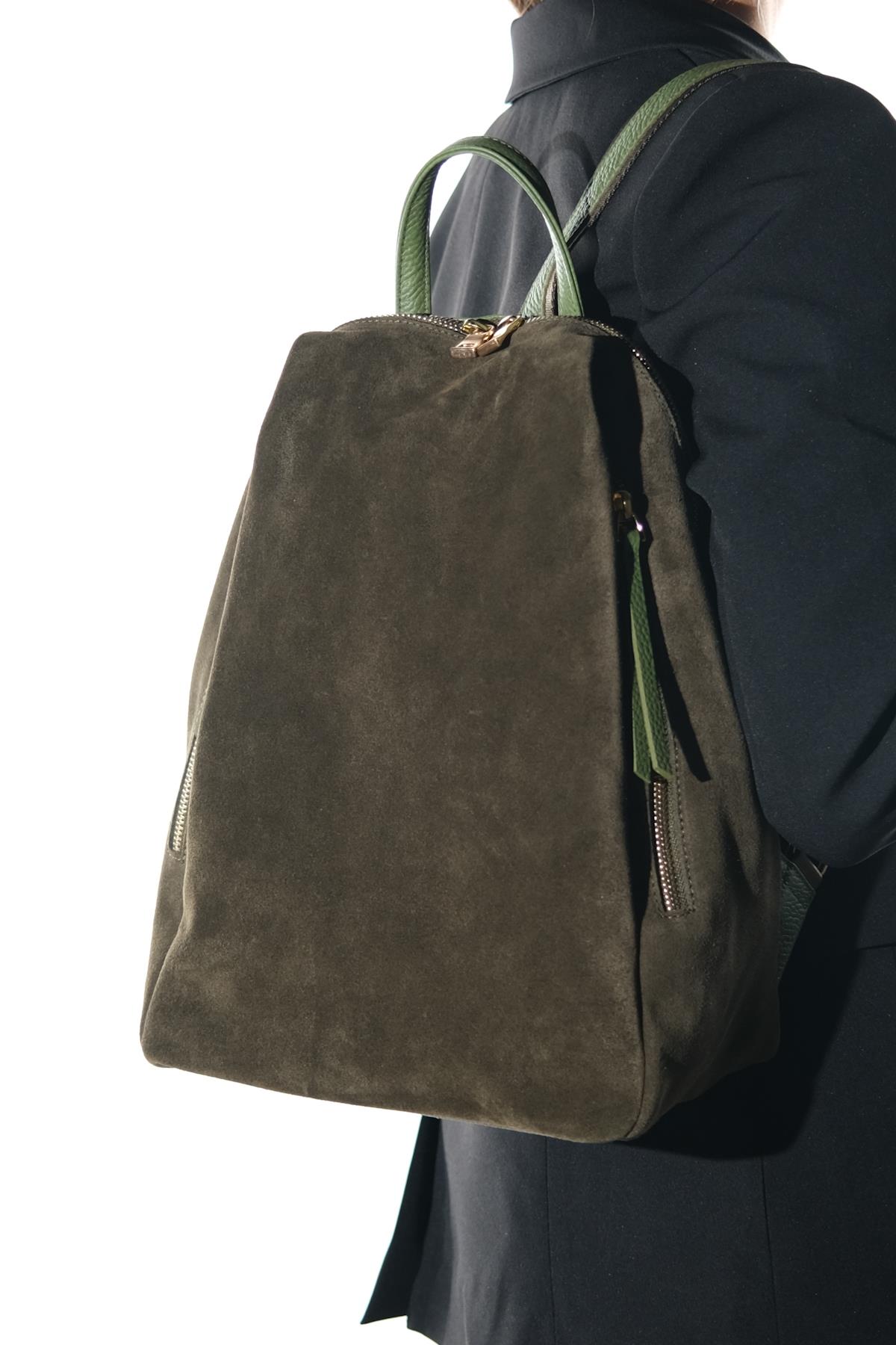 JOSH - Green Genuine Suede Leather Backpack (Women)