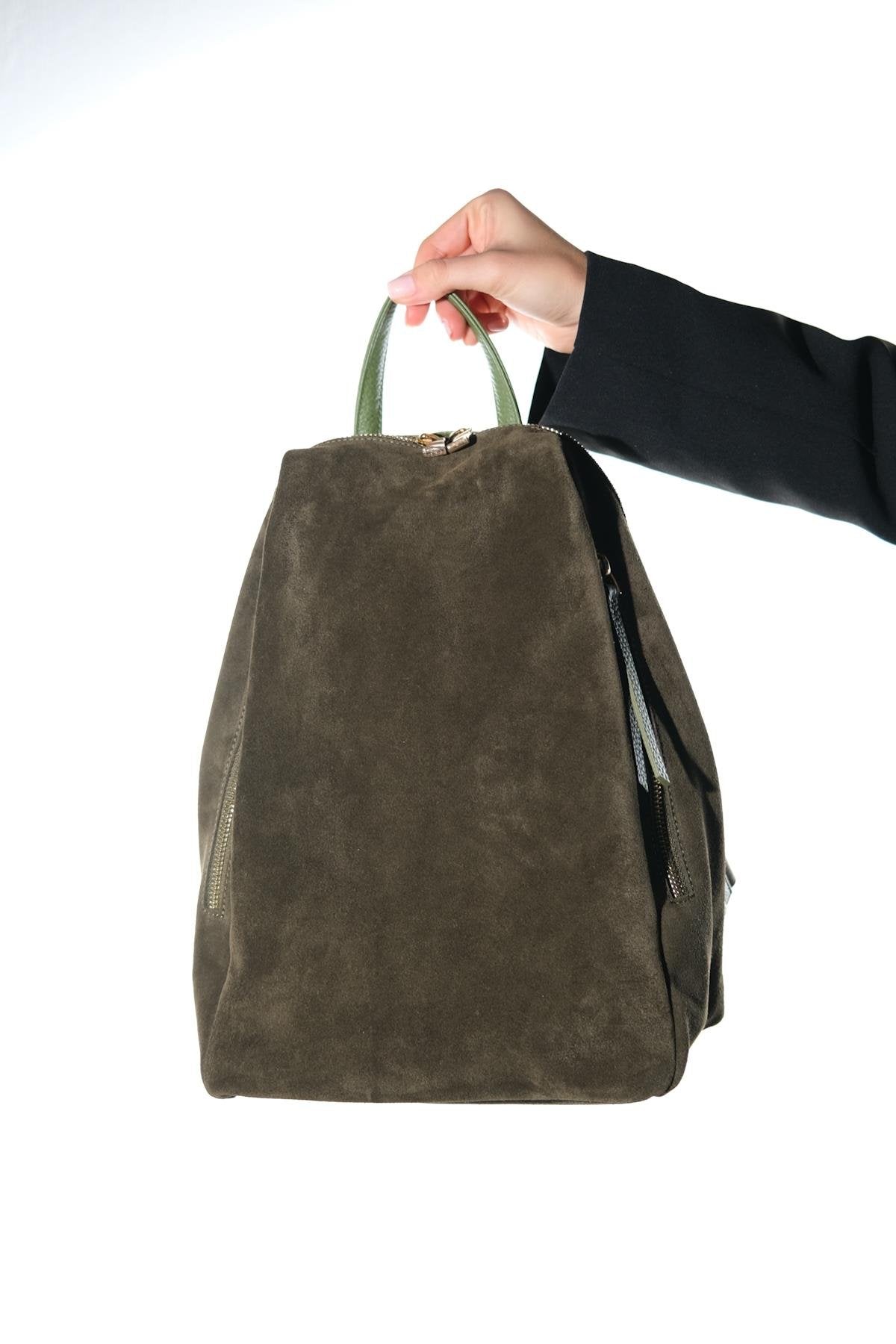JOSH - Green Genuine Suede Leather Backpack (Women)