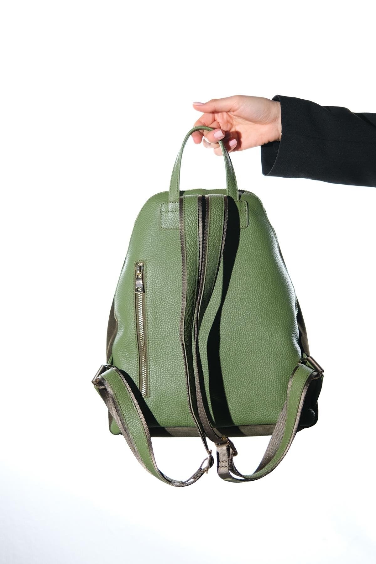 JOSH - Green Genuine Suede Leather Backpack (Women)