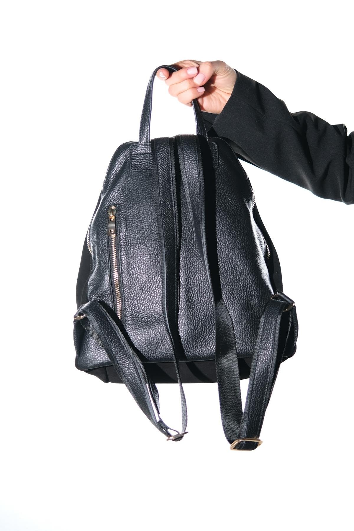 JOSH - Black Genuine Suede Leather Backpack (Women)