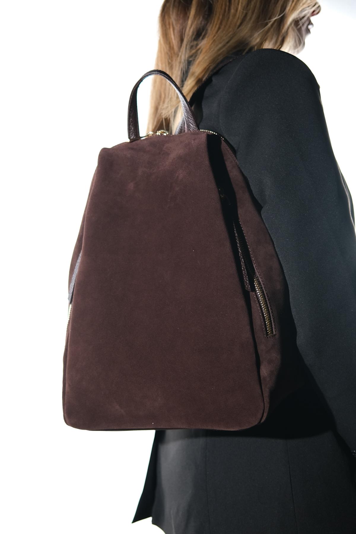 JOSH - Brown Genuine Suede Leather Backpack (Women)