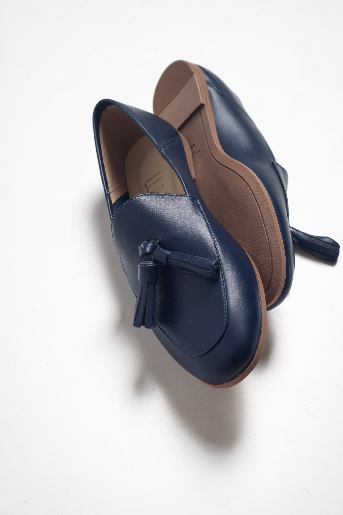 F04 - Navy Genuine Leather Tassel Loafer (Women)
