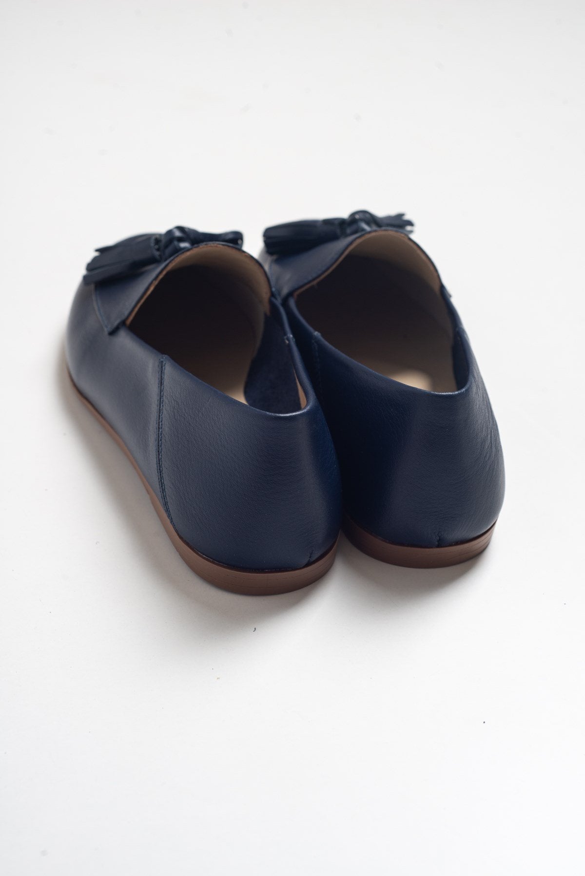 F04 - Navy Genuine Leather Tassel Loafer (Women)