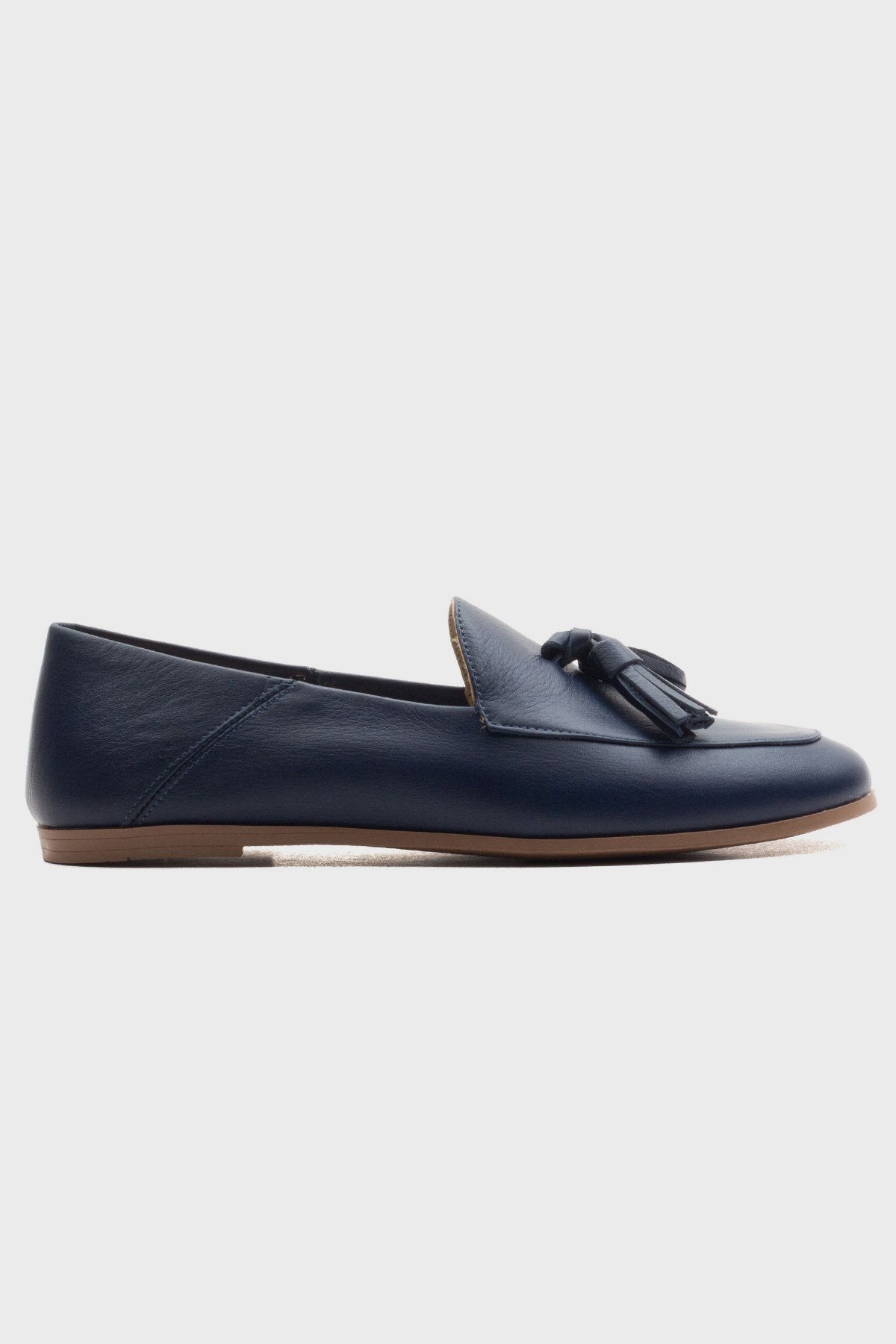 F04 - Navy Genuine Leather Tassel Loafer (Women)