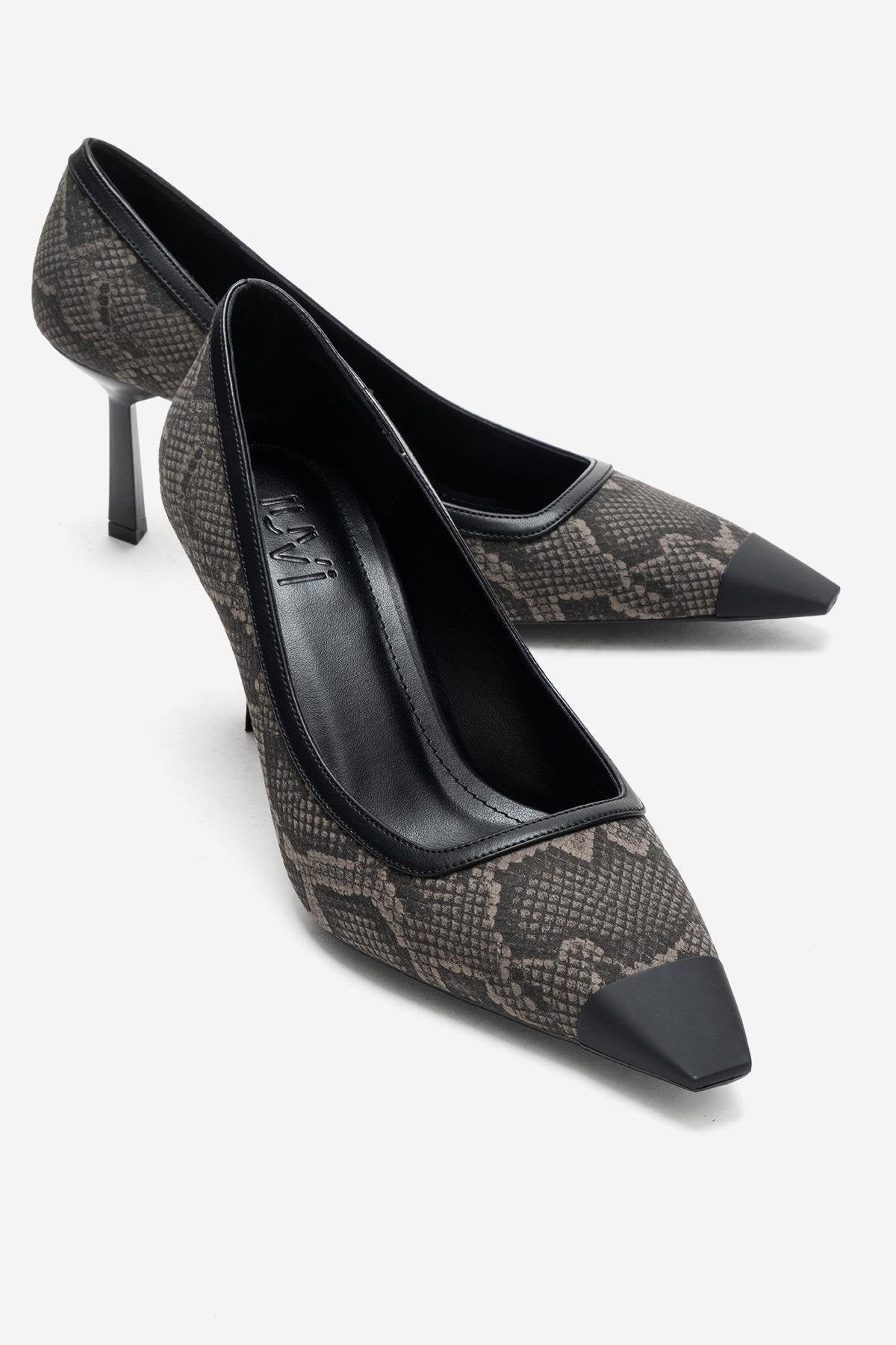 RONA - Gray Patterned Pointed Toe Stiletto Pump (Women)