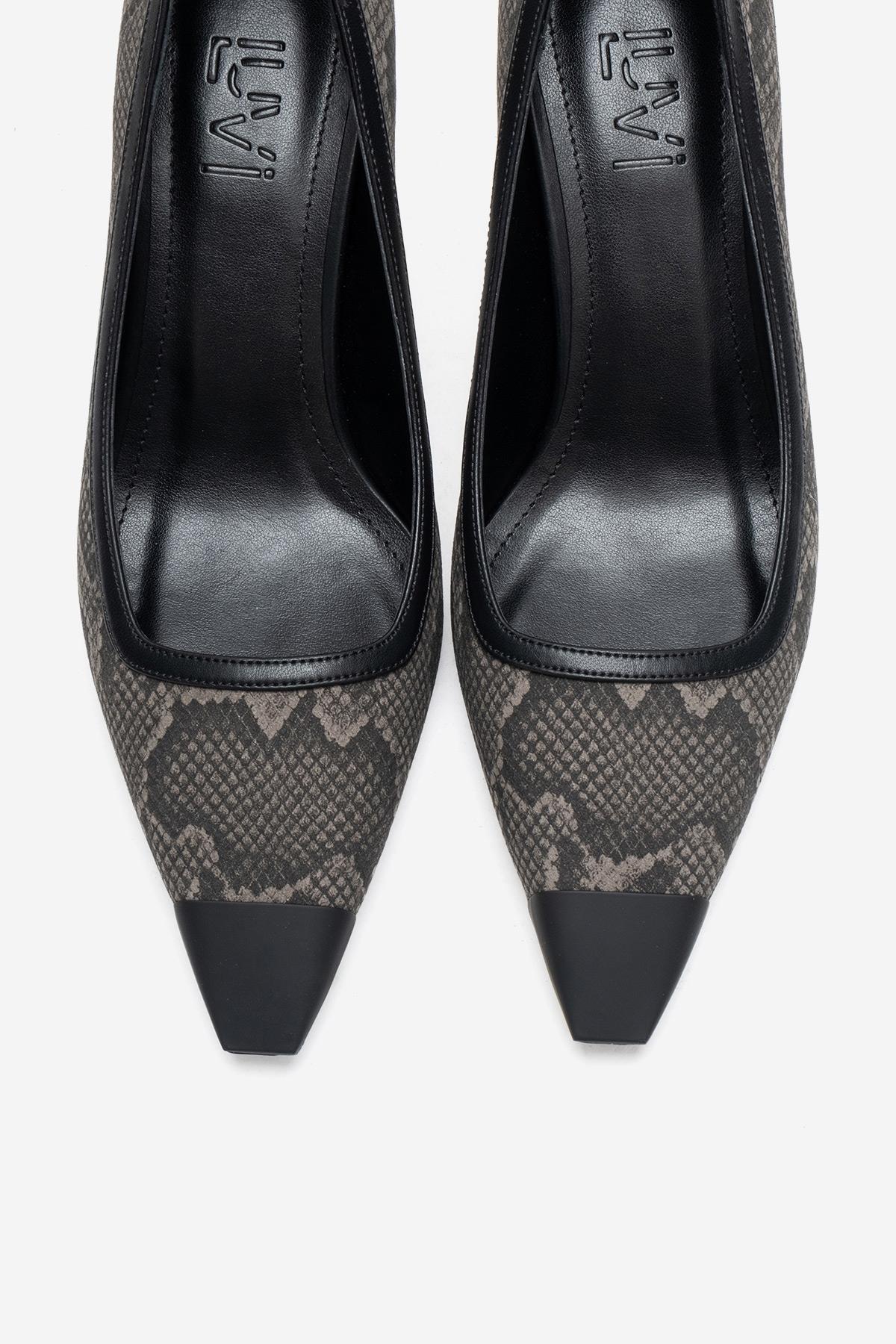 RONA - Gray Patterned Pointed Toe Stiletto Pump (Women)