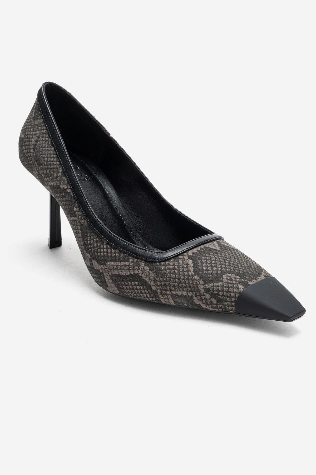 RONA - Gray Patterned Pointed Toe Stiletto Pump (Women)