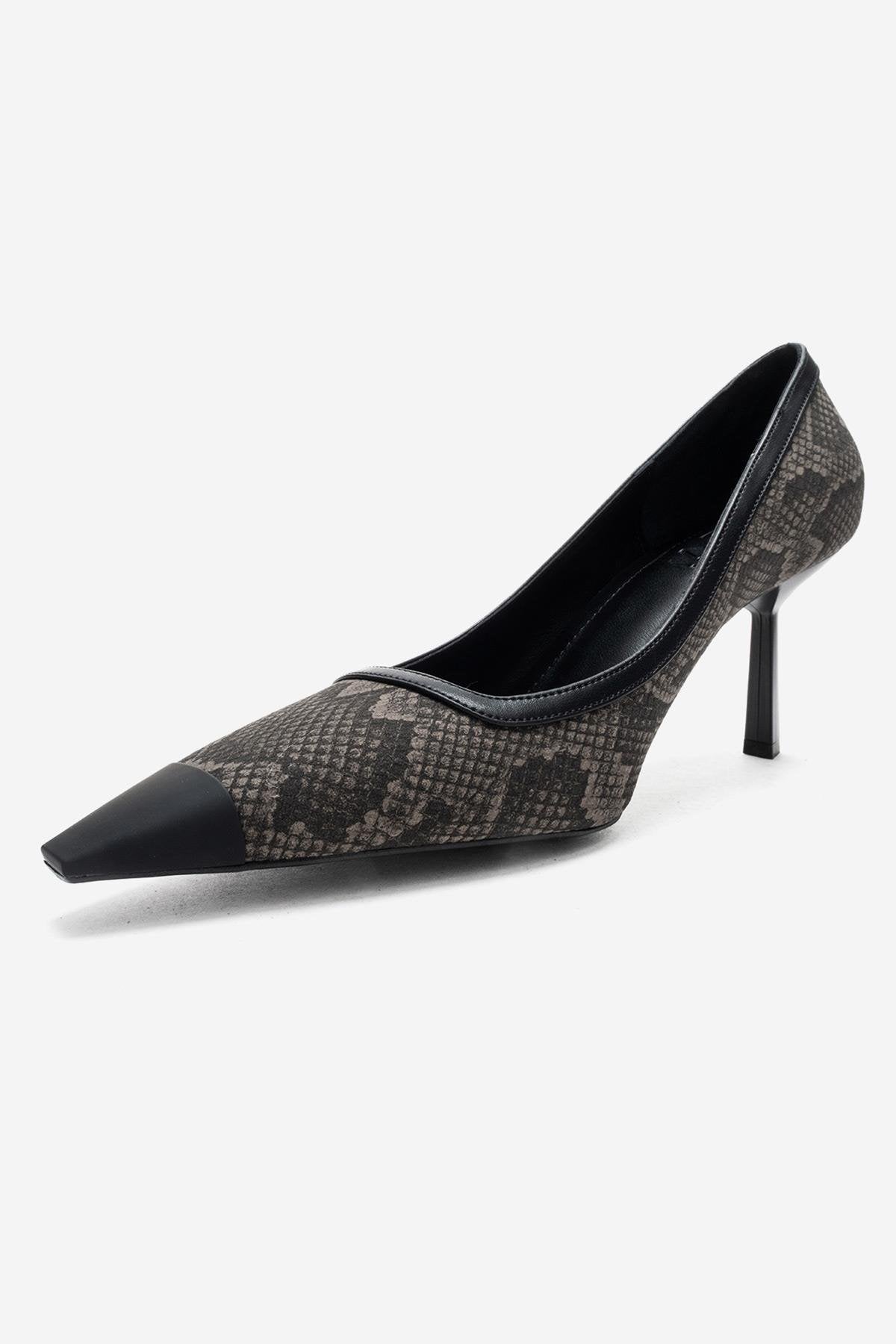 RONA - Gray Patterned Pointed Toe Stiletto Pump (Women)
