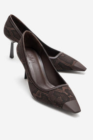 RONA - Brown Patterned Pointed Toe Stiletto Pump (Women)