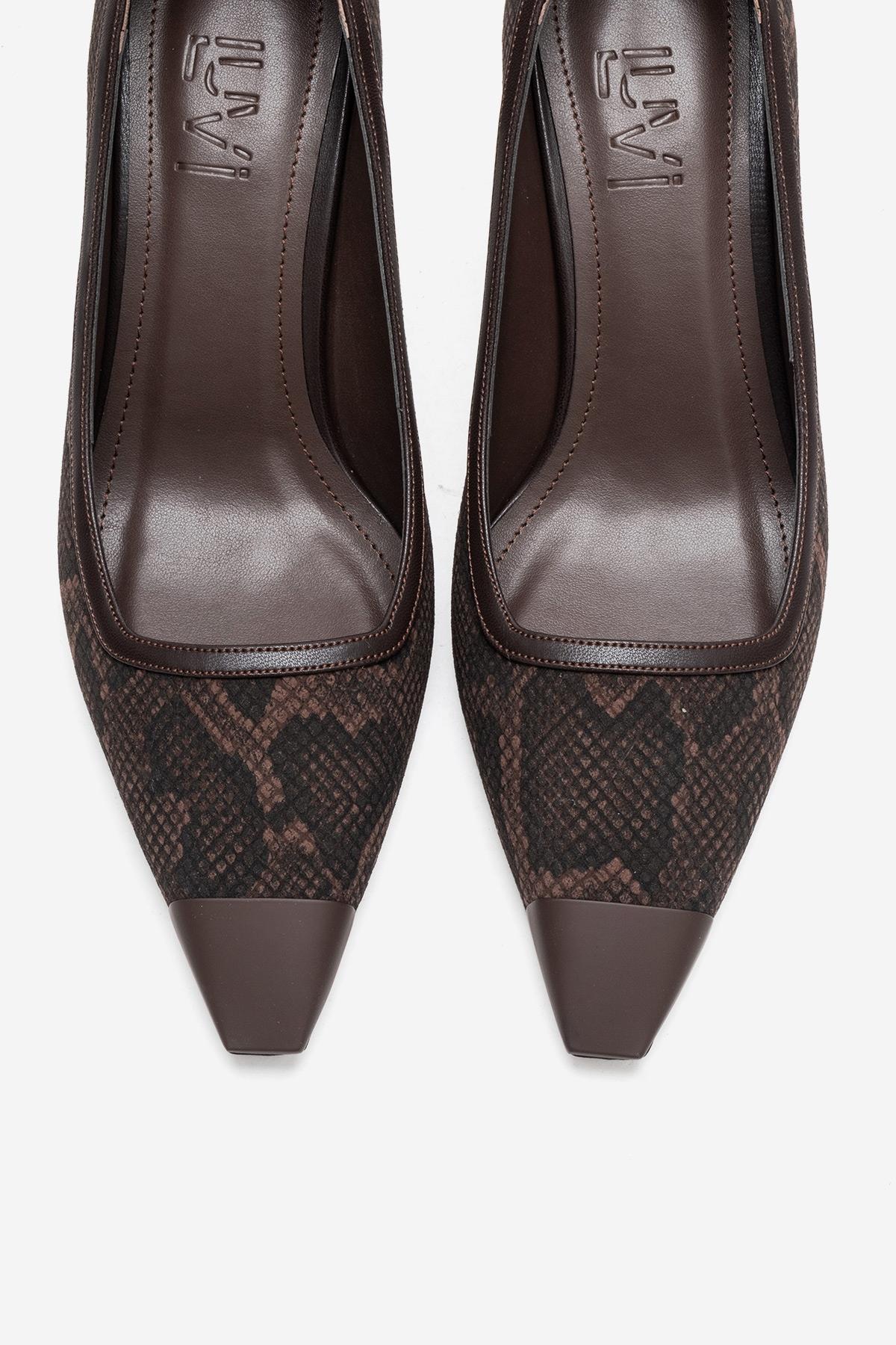 RONA - Brown Patterned Pointed Toe Stiletto Pump (Women)
