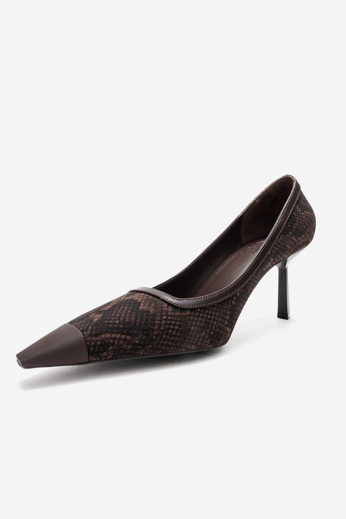 RONA - Brown Patterned Pointed Toe Stiletto Pump (Women)