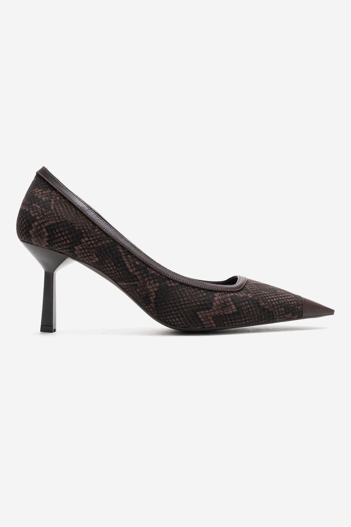 RONA - Brown Patterned Pointed Toe Stiletto Pump (Women)