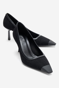 RONA - Black Patterned Pointed Stiletto Pump (Women)