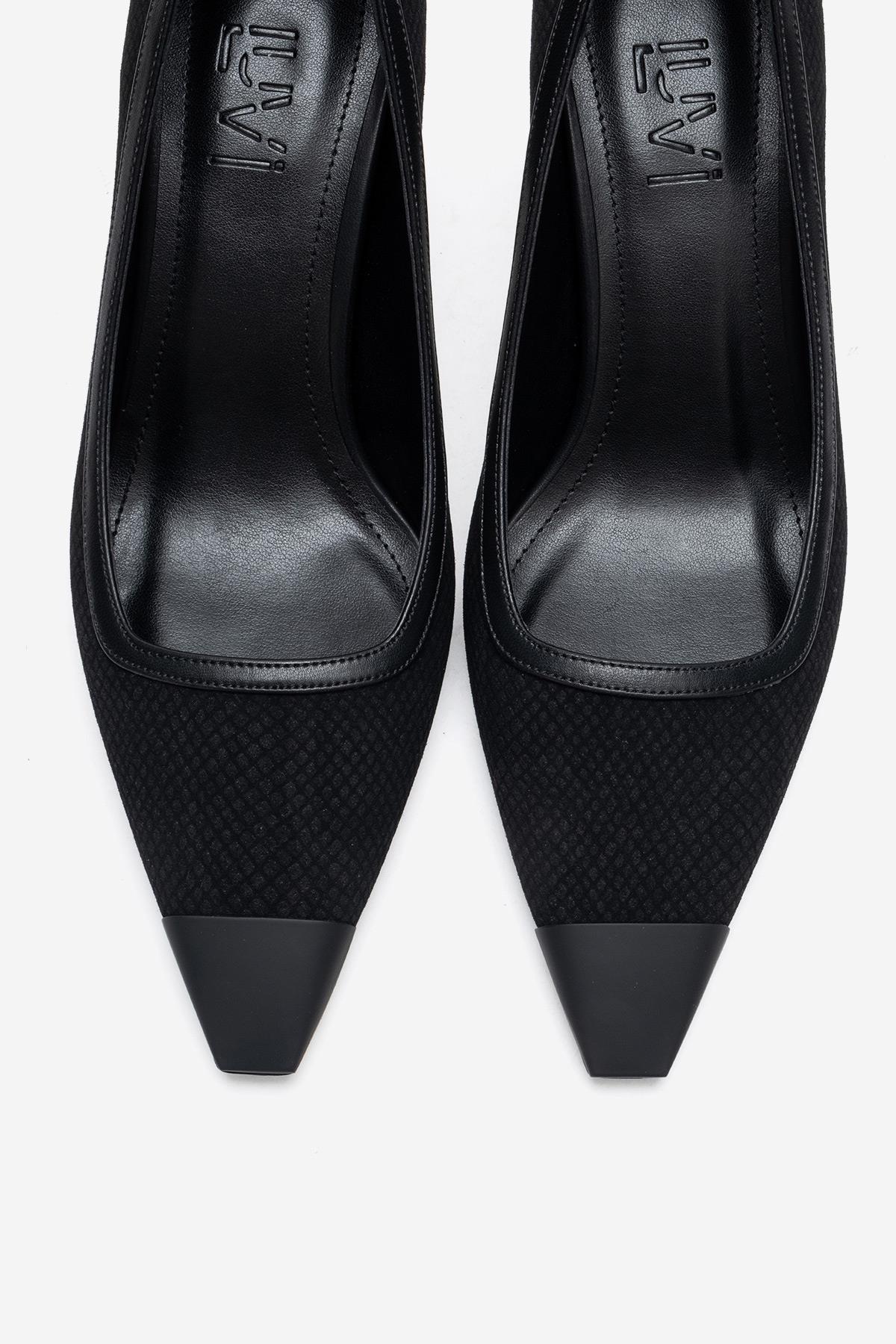 RONA - Black Patterned Pointed Stiletto Pump (Women)