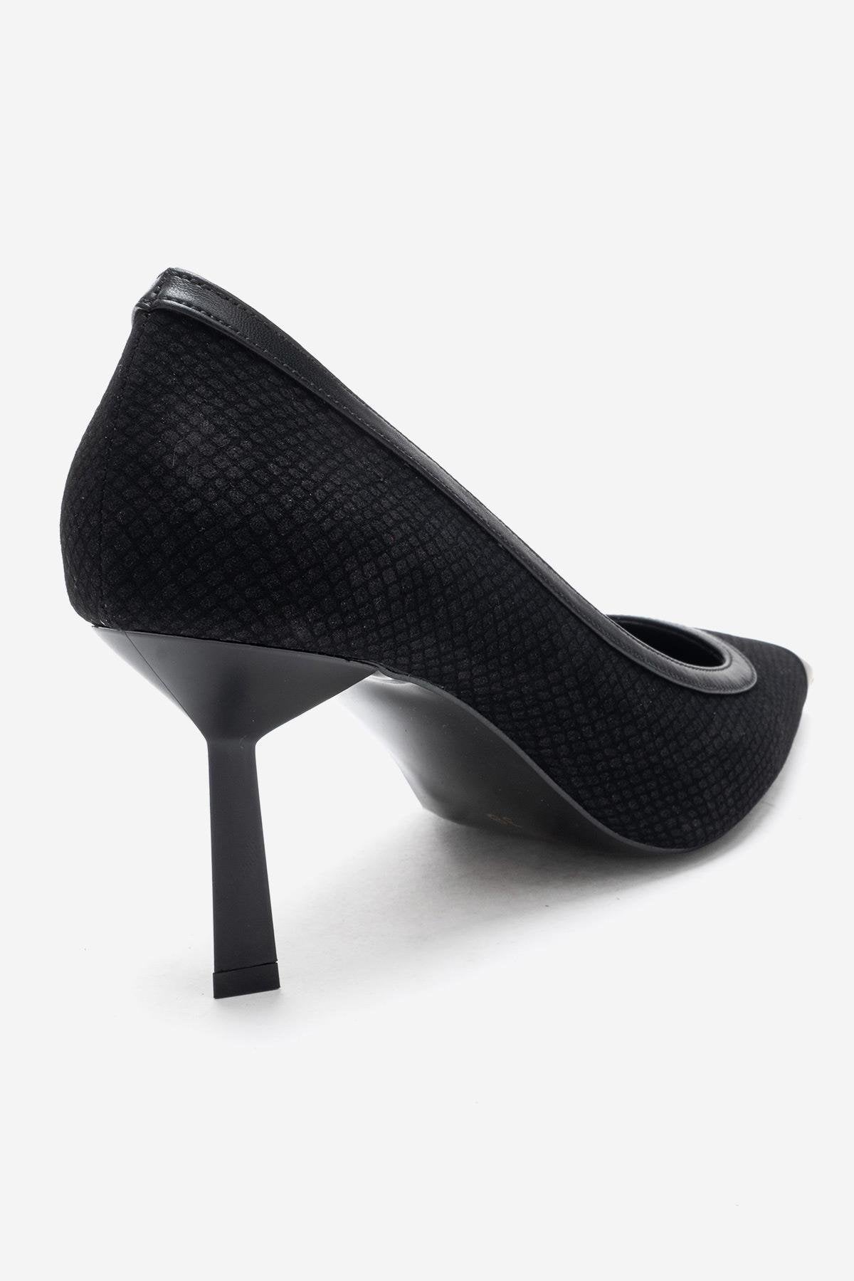 RONA - Black Patterned Pointed Stiletto Pump (Women)