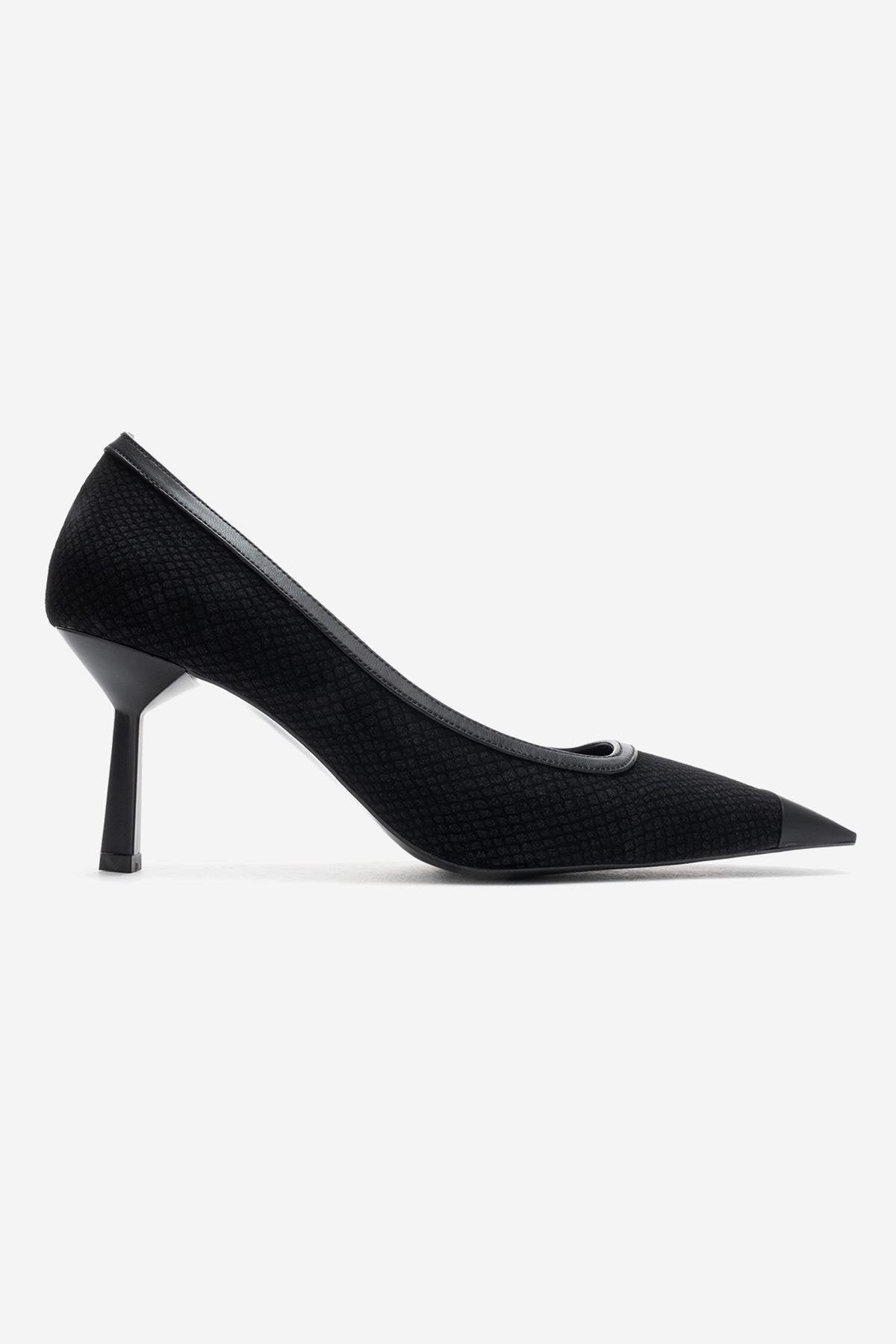 RONA - Black Patterned Pointed Stiletto Pump (Women)