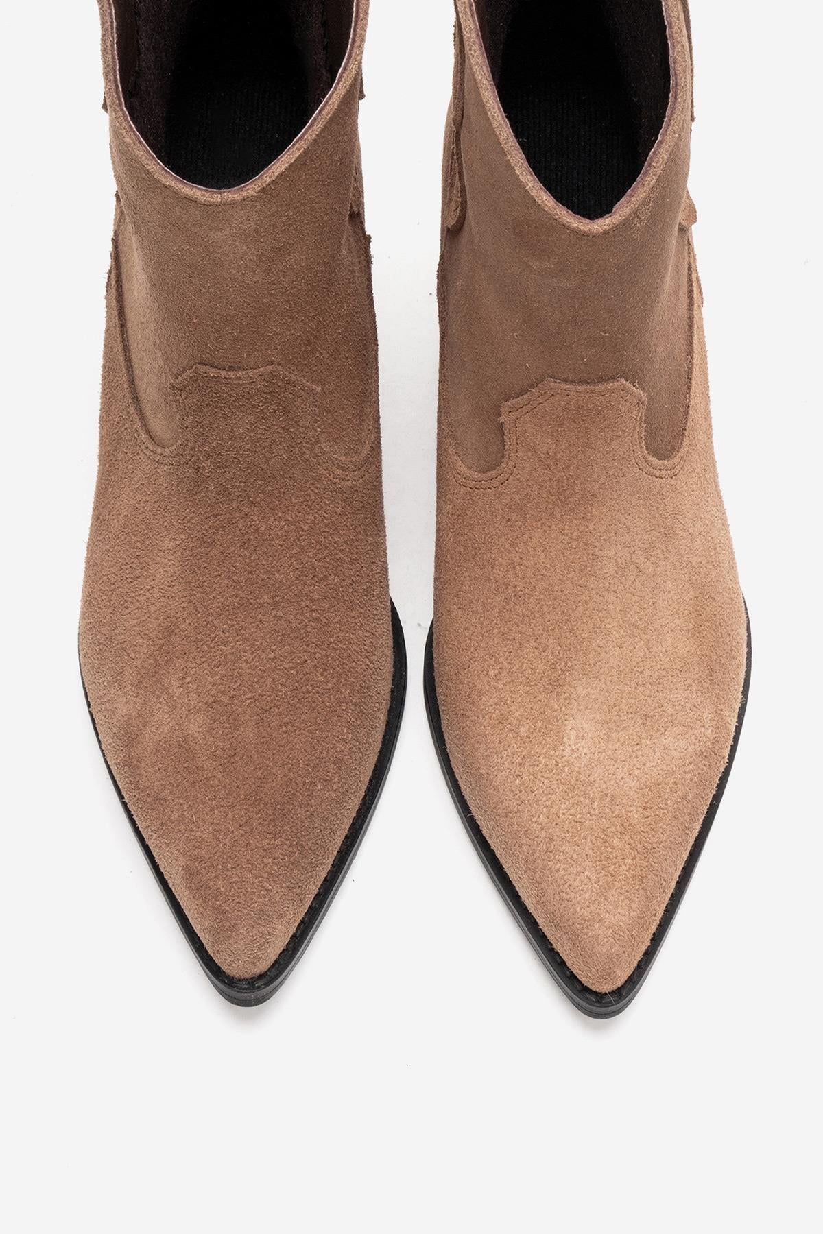 ELIA - Camel Genuine Leather Block Heel Western Boot (Women)