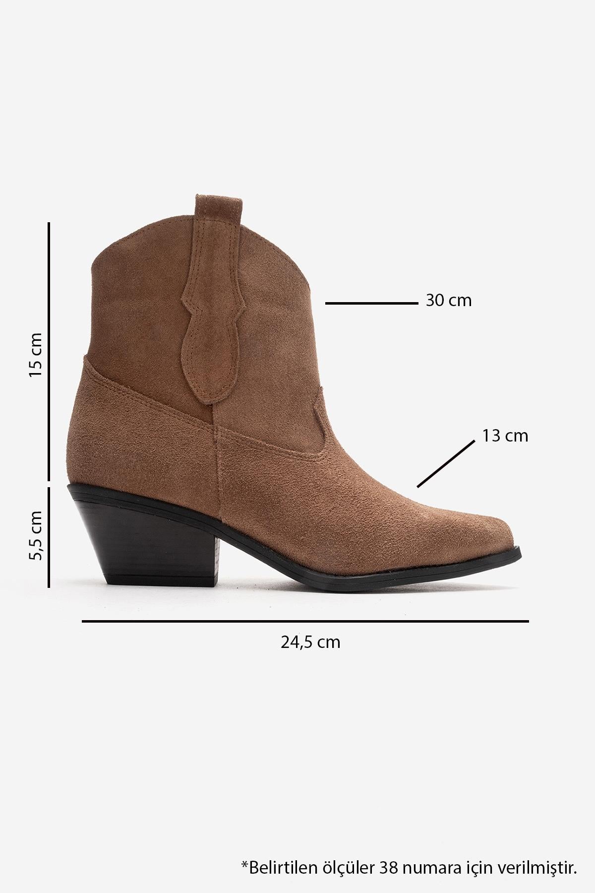 ELIA - Camel Genuine Leather Block Heel Western Boot (Women)