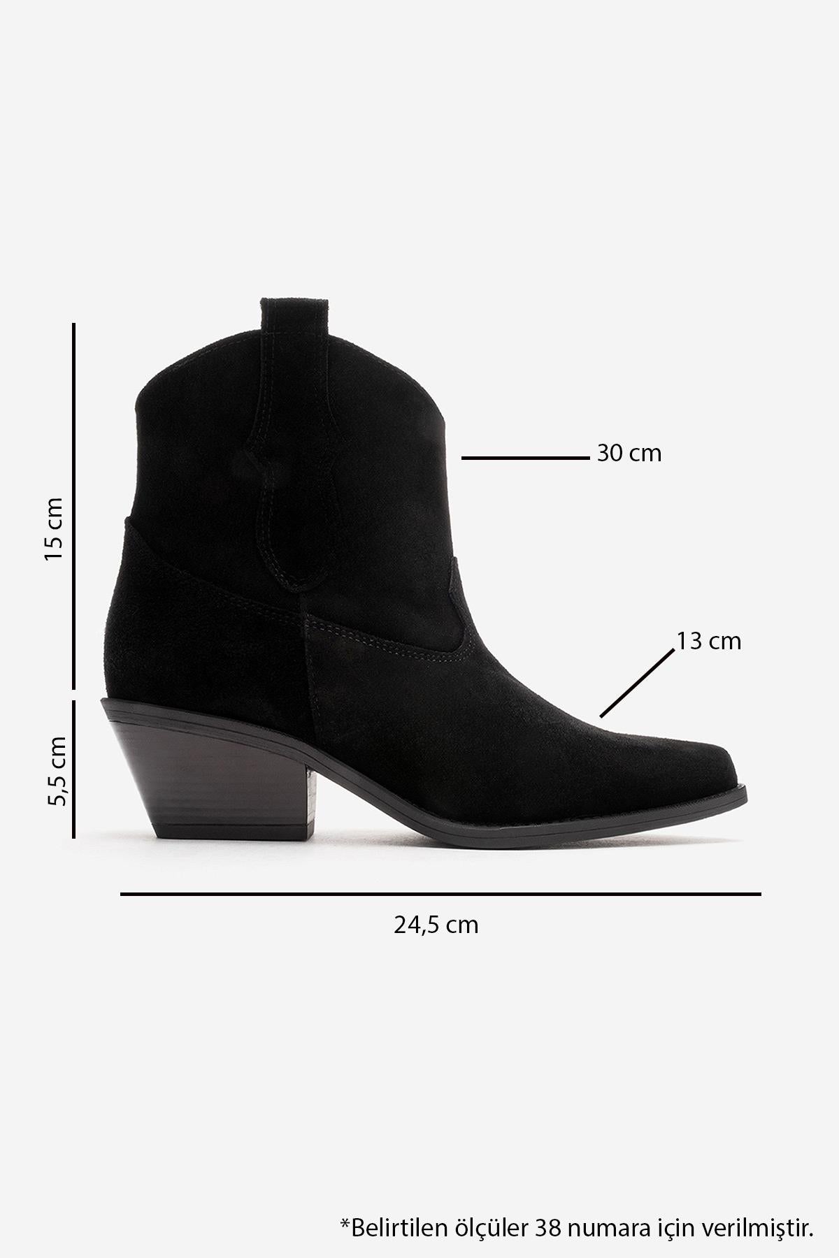 ELIA - Black Genuine Leather Block Heel Western Boot (Women)