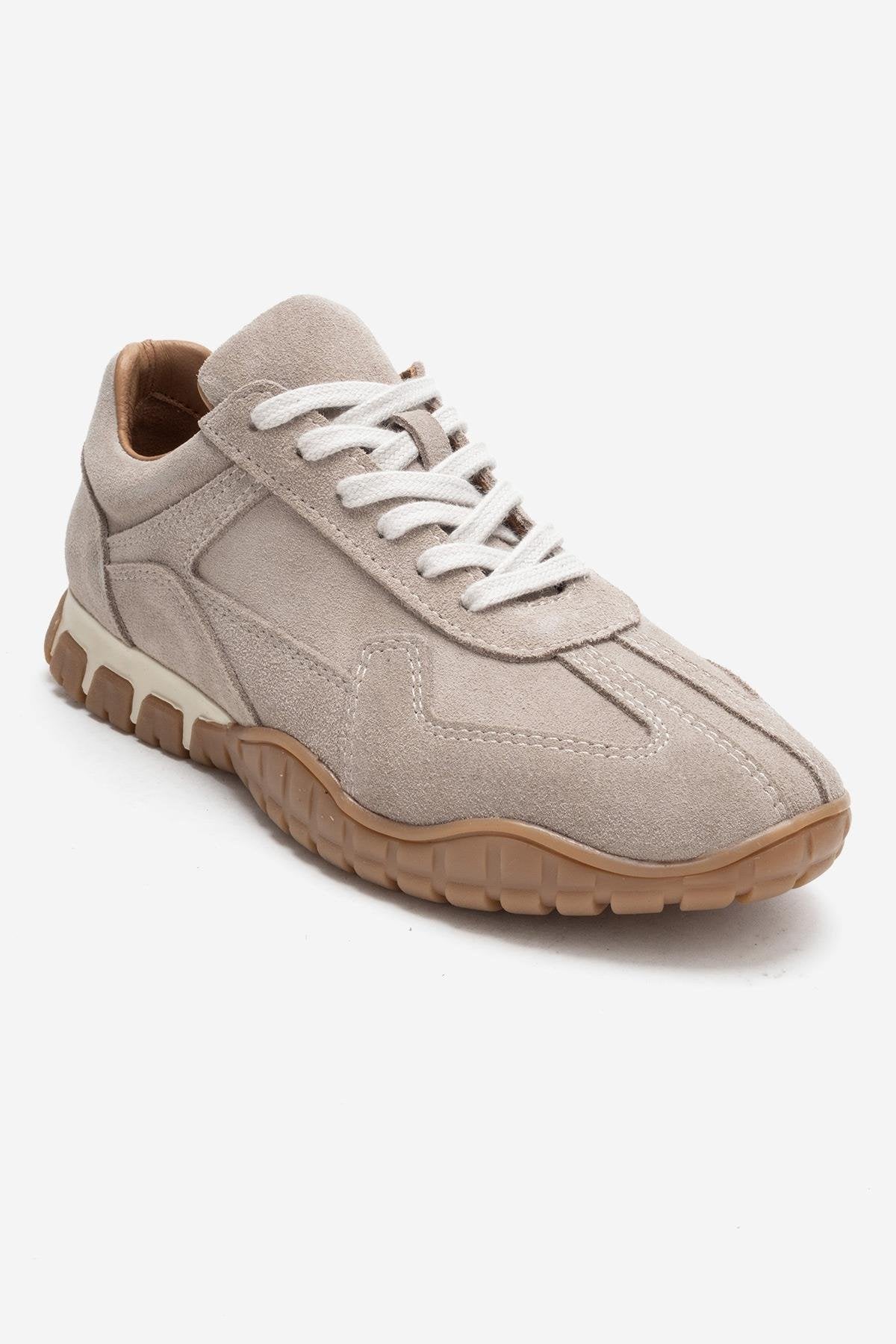 LARS - Beige Suede Genuine Leather Sneaker (Women)
